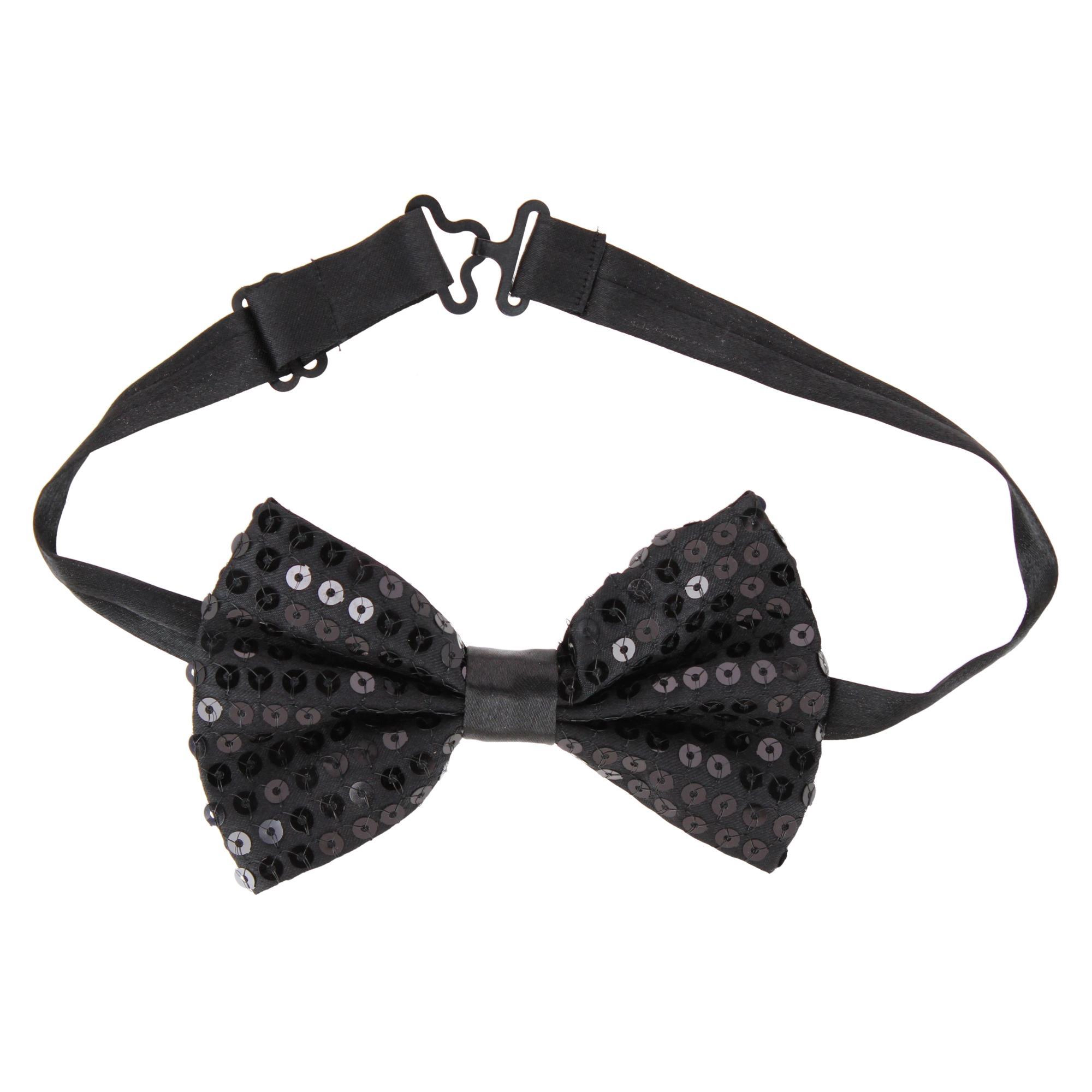 CTM Adult Sequin Suspender & Bow Tie Set Adjustable Dress Costume Accessory