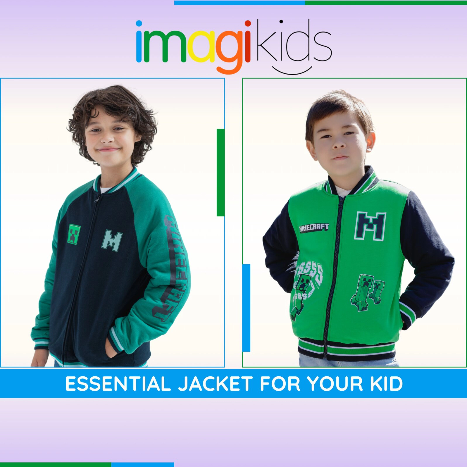 Minecraft Creeper Boys' Varsity Bomber Jacket