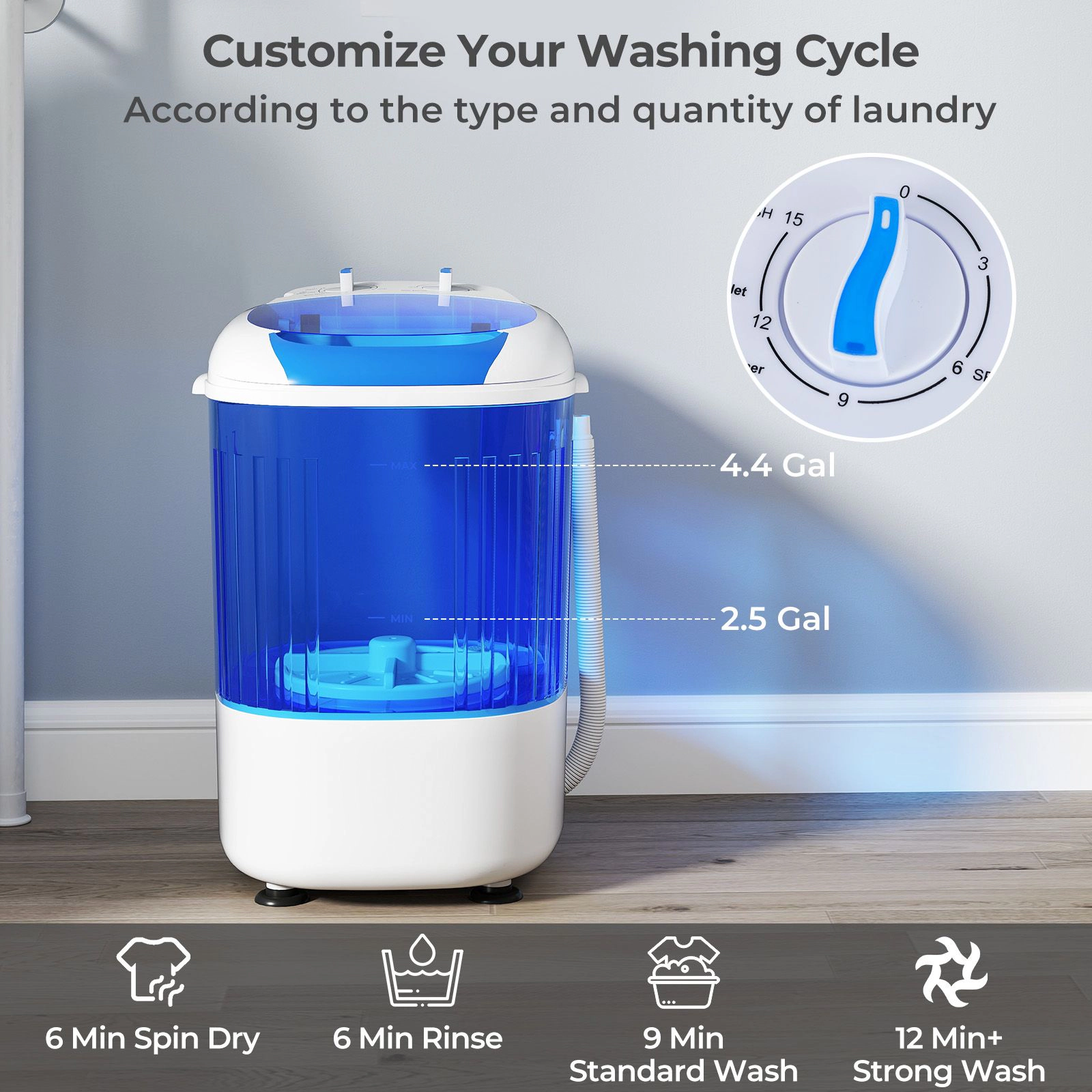 SlickBlue Compact Mini Washing Machine with Spin Basket and Timer