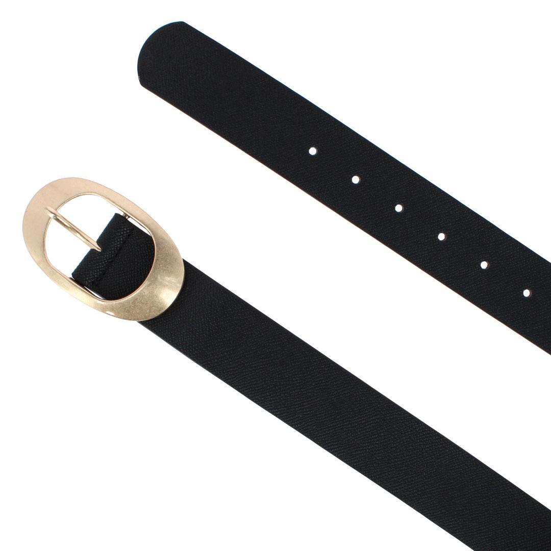 CTM Women's Plus Synthetic Leather Belt with Oval Buckle