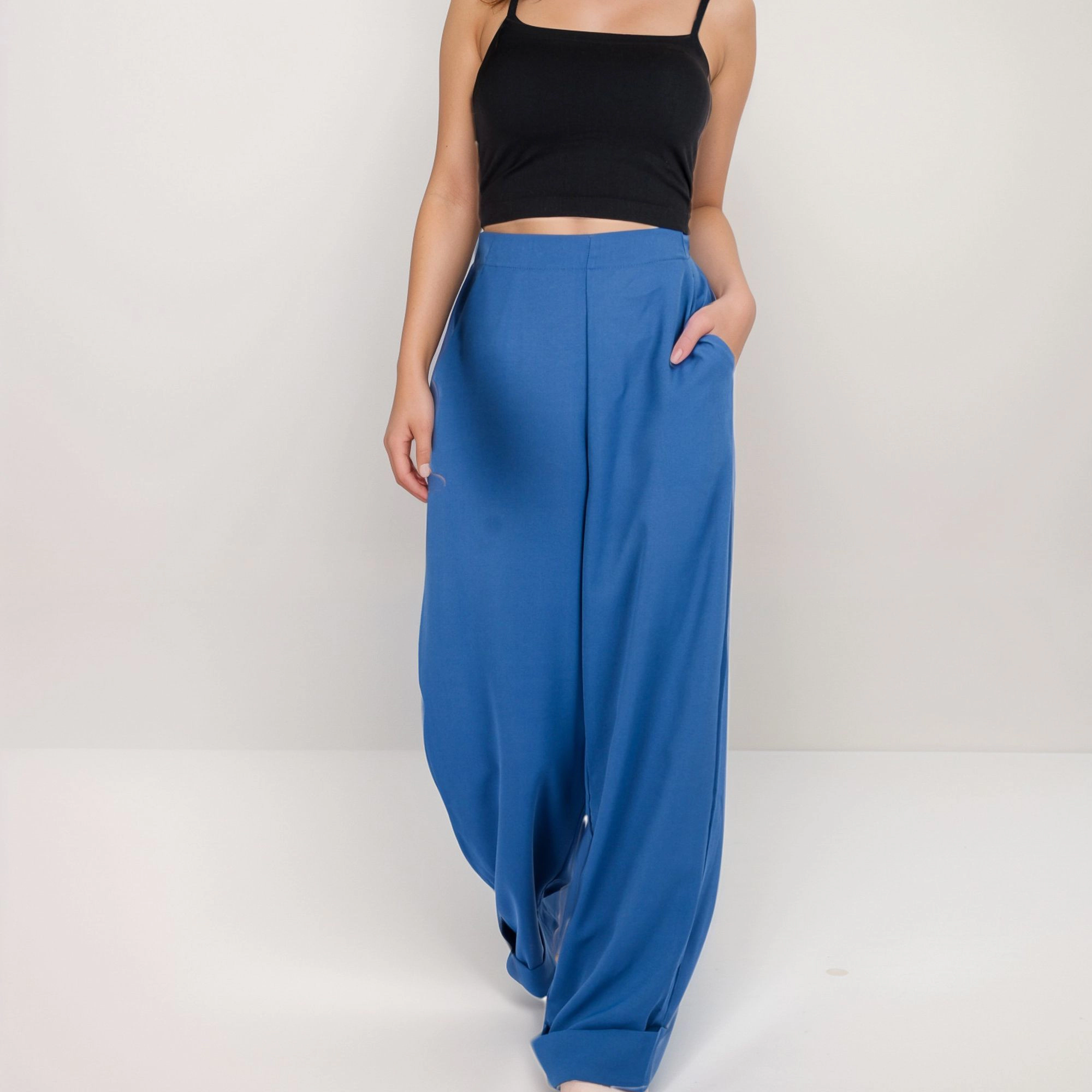 Anna-Kaci Women's Vertical Red Stripe Wide Leg Pants with Waistband and Full-Length Flowing Silhouette