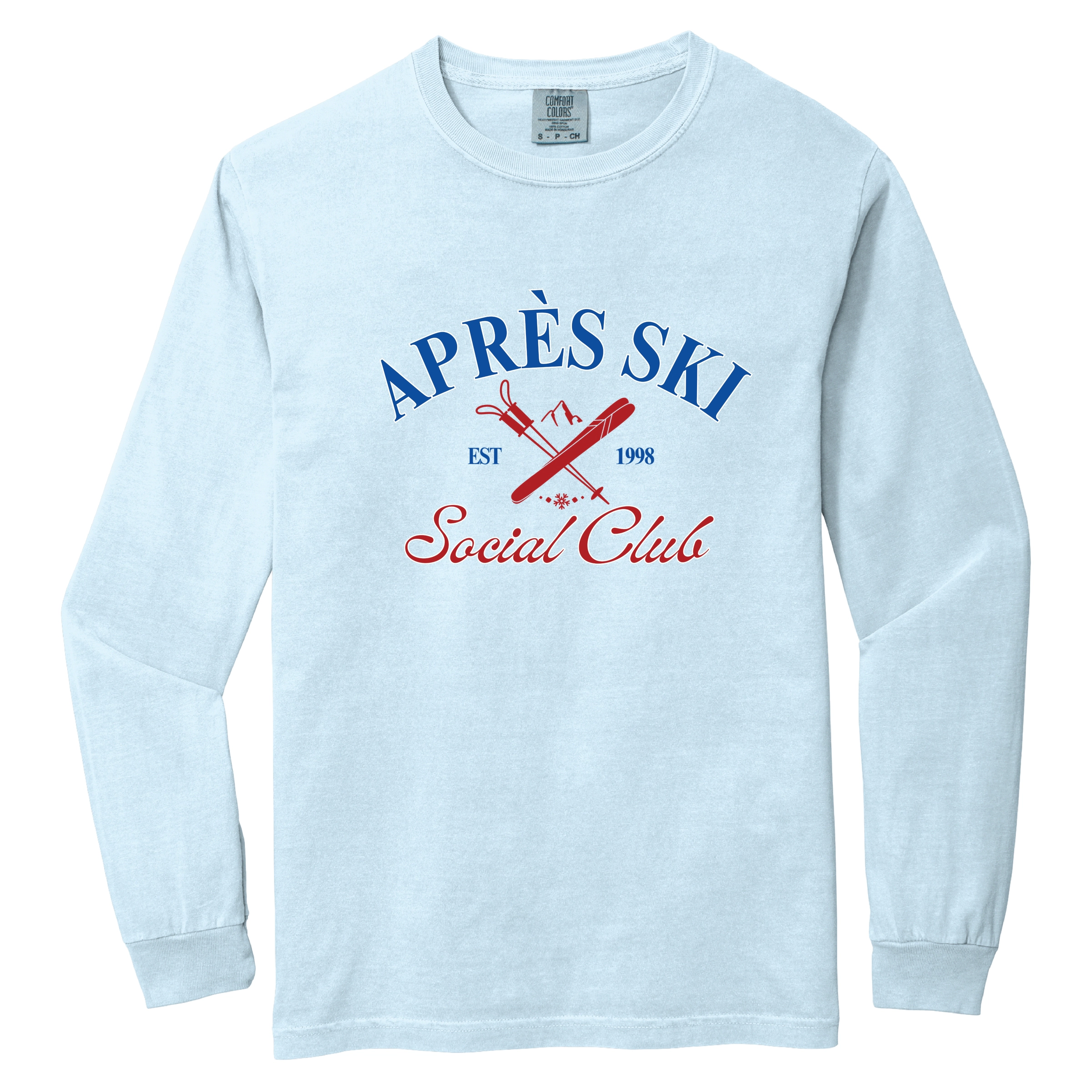 Simply Sage Market - Women's Garment Dyed Long Sleeve Graphic T-Shirt Apres Ski Social Club