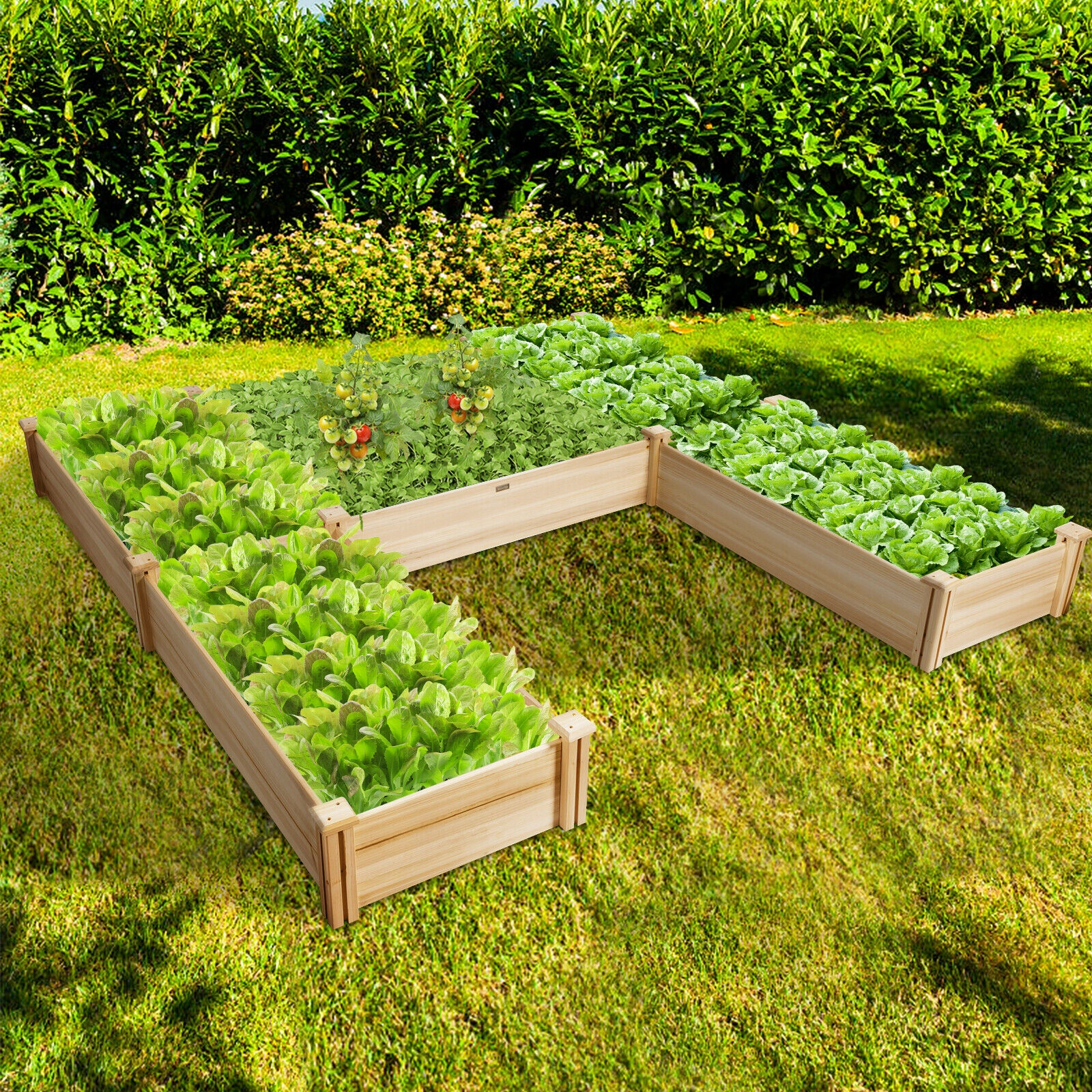 SlickBlue Outdoor 5 Section Wooden Raised Garden Bed Planter