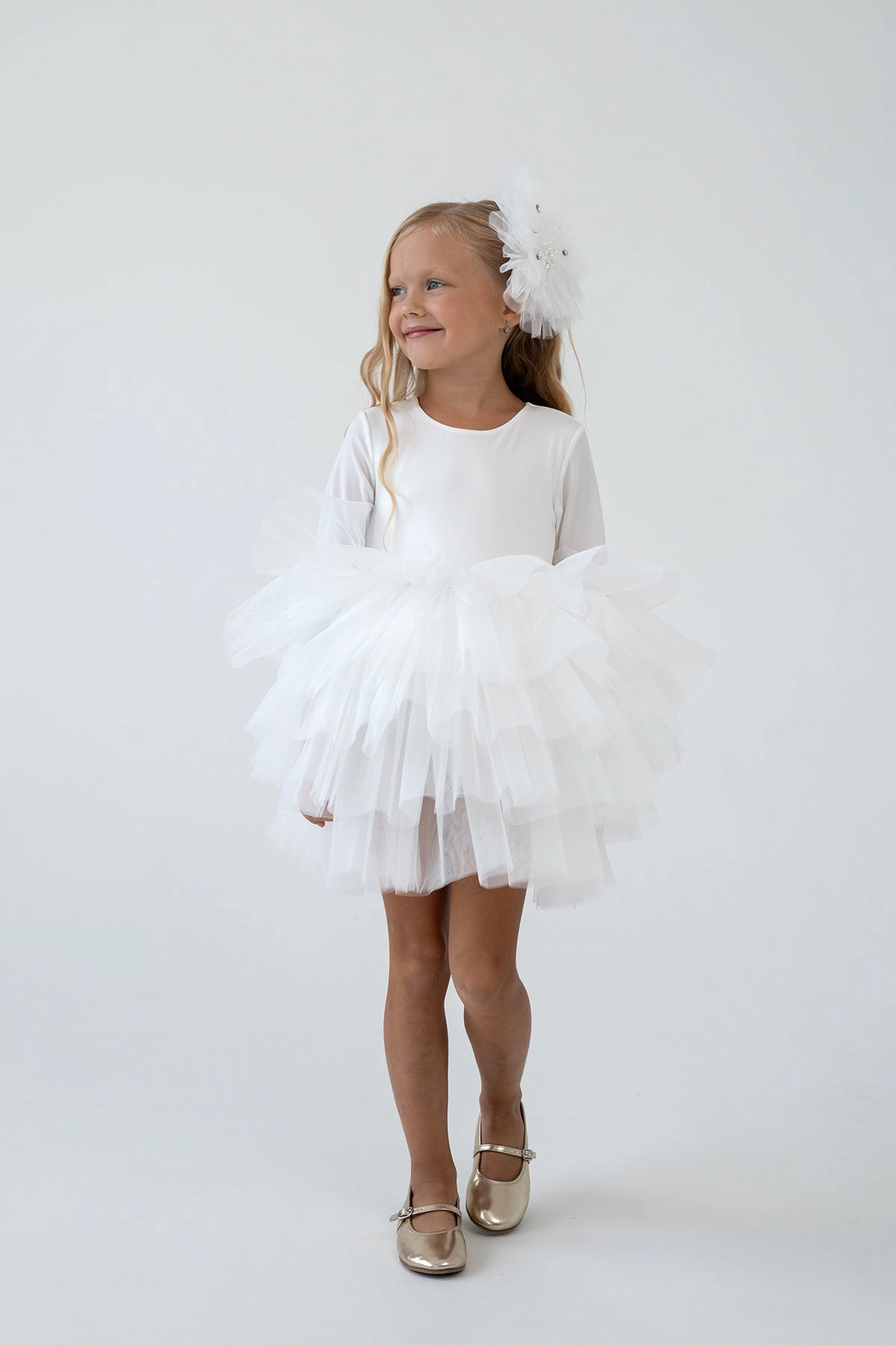 Mini Celebrities Girls White Bloom Tutu Dress