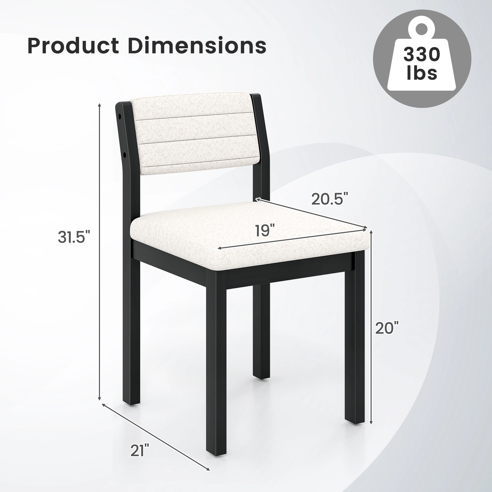 SUGIFT Set of 2 White Sherpa Upholstered Armless Dining Chairs with Wood Frame 21-in W 31.5-in H 330-lb Per Chair