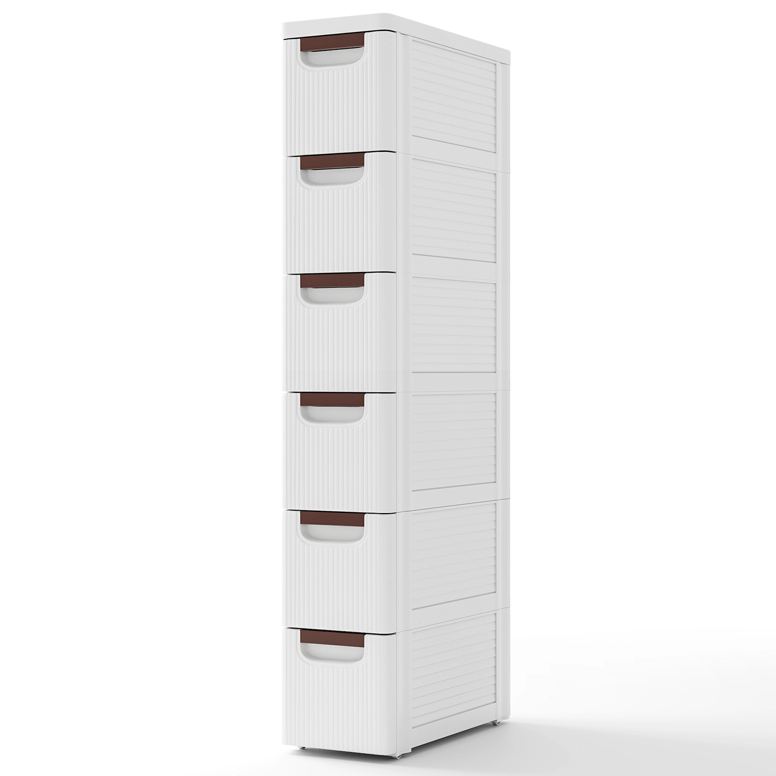 SUGIFT Slim 6-Drawer Rolling Narrow Storage Cabinet 11-lb Top Capacity 16.5-in Wide PP Frame White/Multicolor