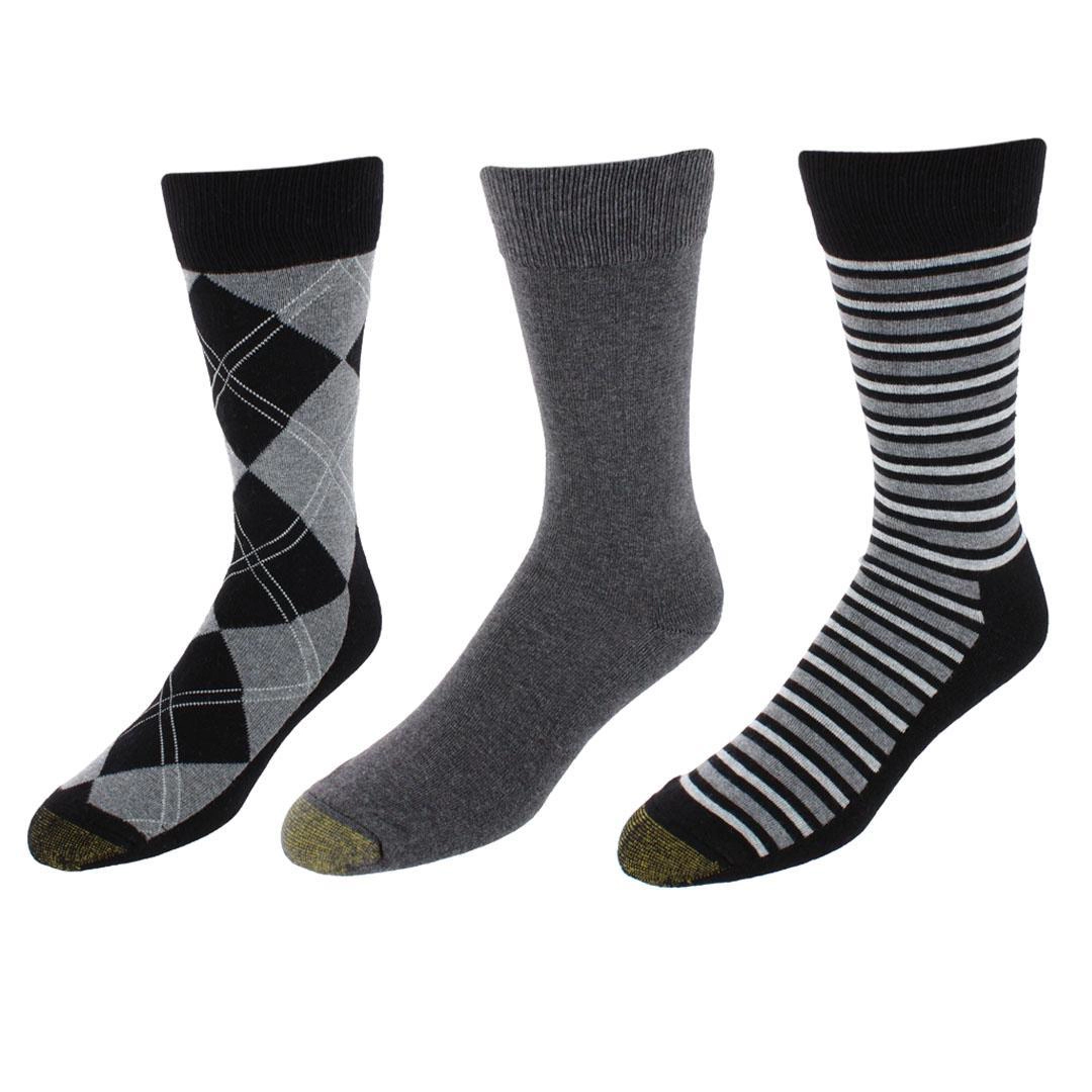 Gold Toe Men's Comfort Cushion Argyle Crew Socks (3 Pairs)
