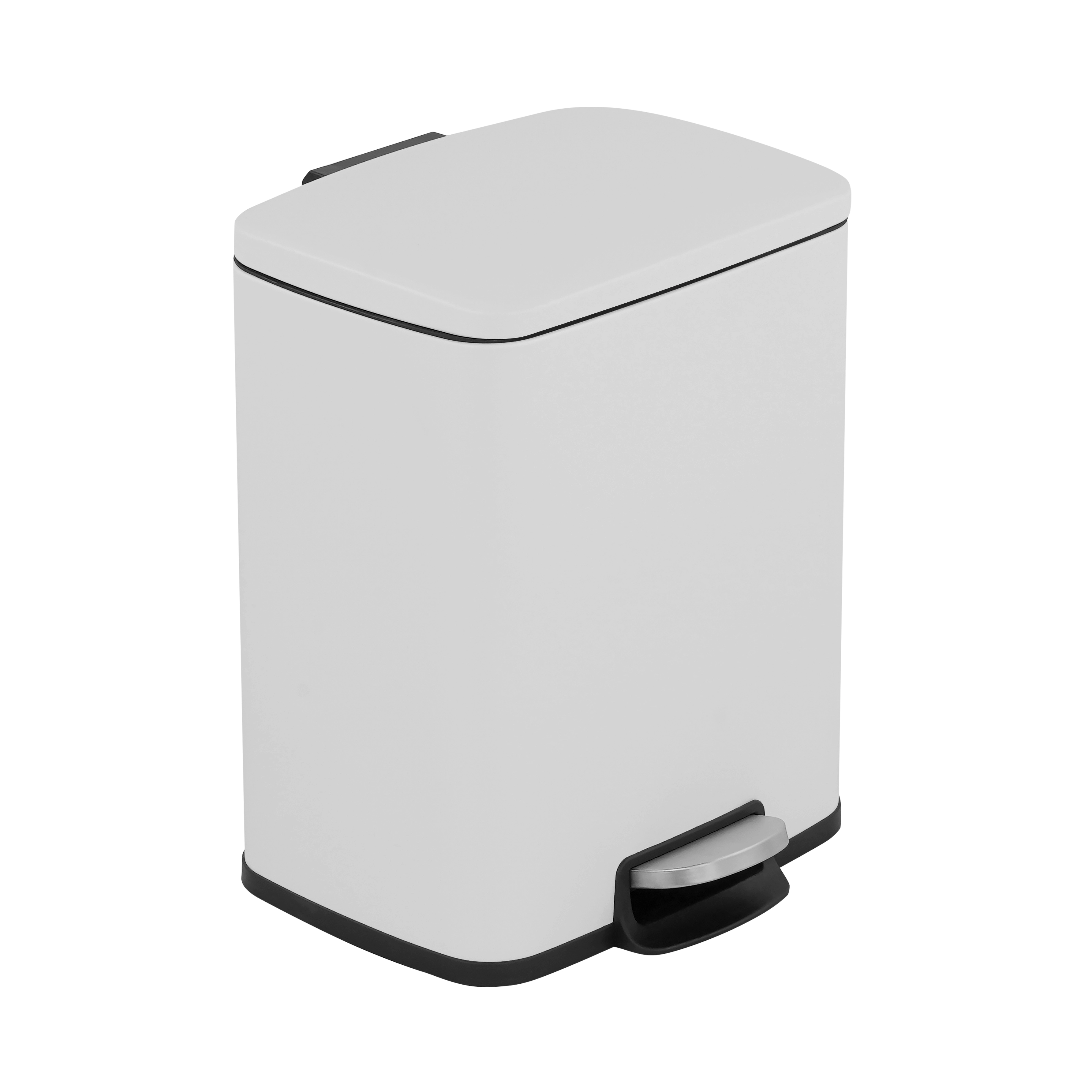Innovaze 5.3 Gal./20 Liter Rectangular  Stainless-Steel-Made  Matt White Step-on Trash Can for Kitchen