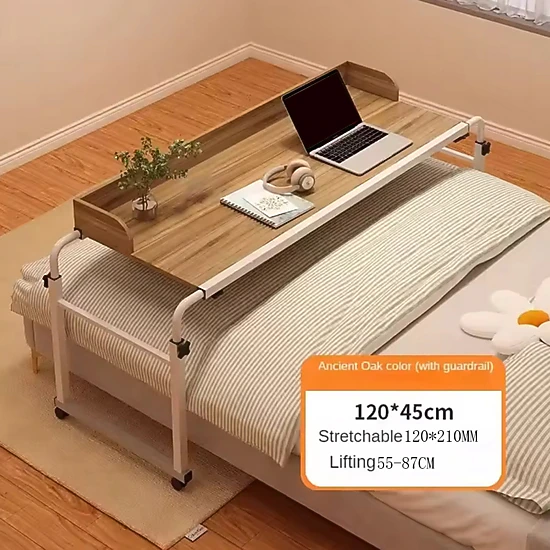 BebreezChic Overbed Table w/ Wheels, Adjustable, 4 Lockable Wheels, Fence