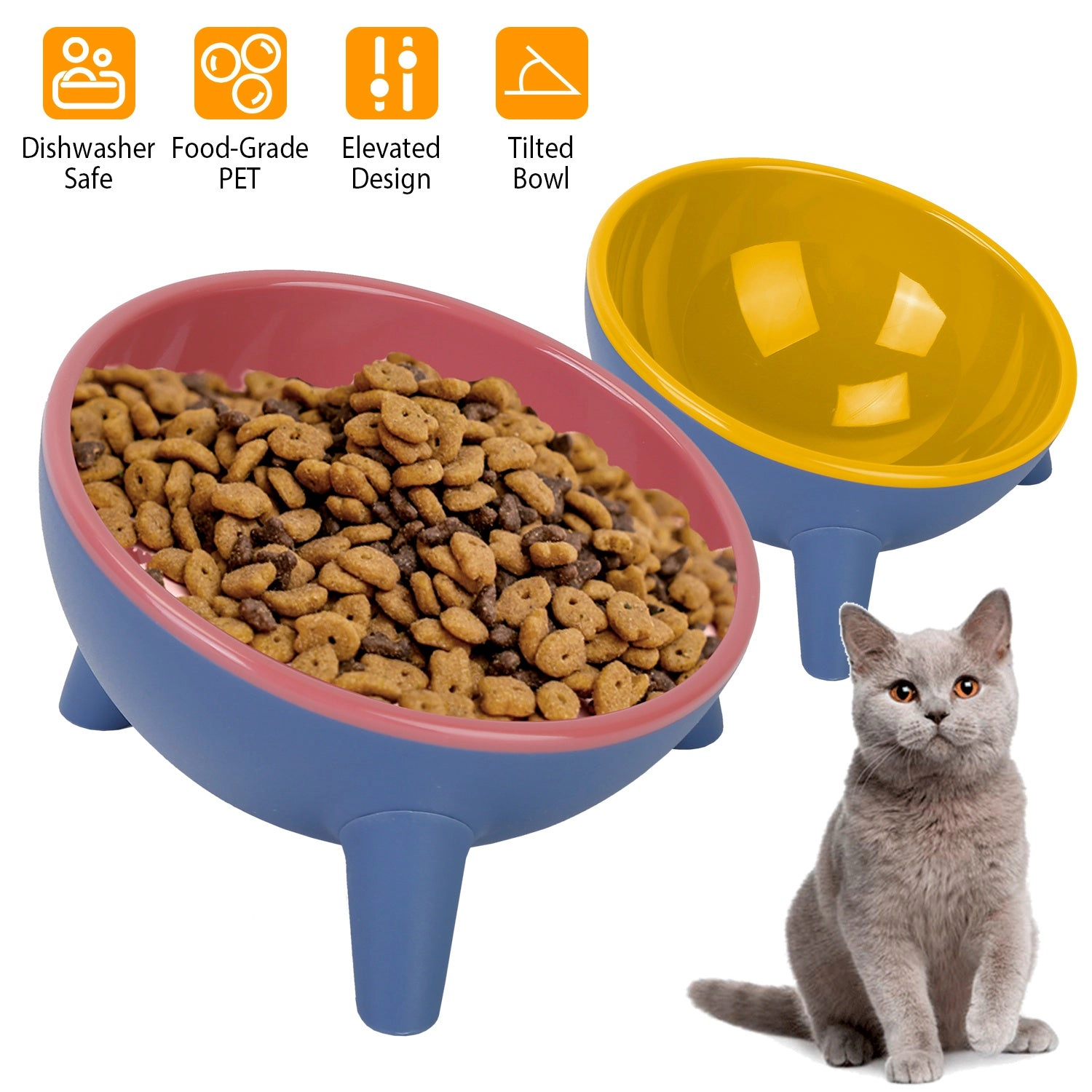 GBruno Elevated Tilted Cat Food Bowl