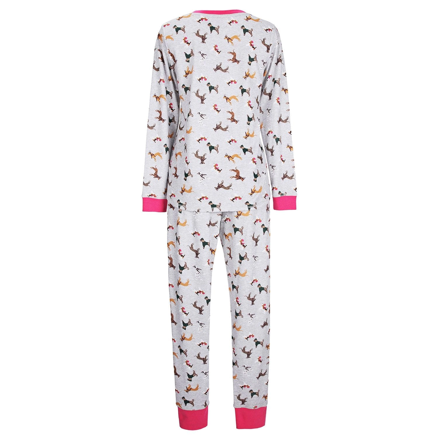 MeMoi Women's Henley Cotton-Rich Pajama Set with Dog Print