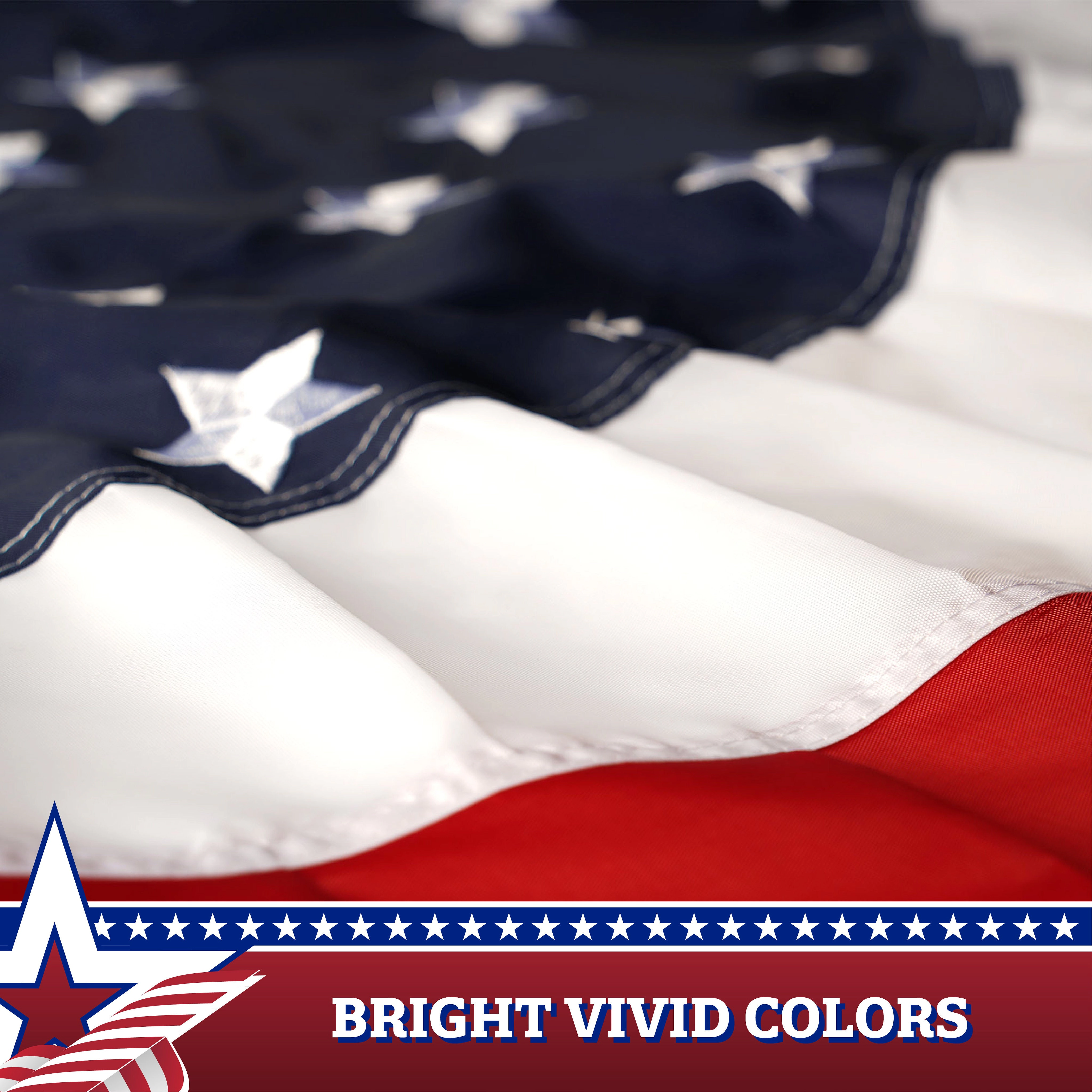 G128 3-Pack USA Pleated Fan Flag 2x4 ft - Embroidered Stars and Stripes
