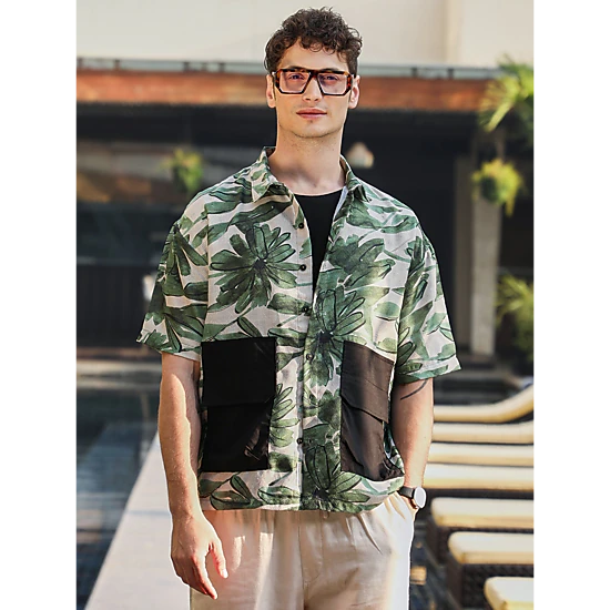 Cahoot Men's Flora-Stroke Oversized Shirt