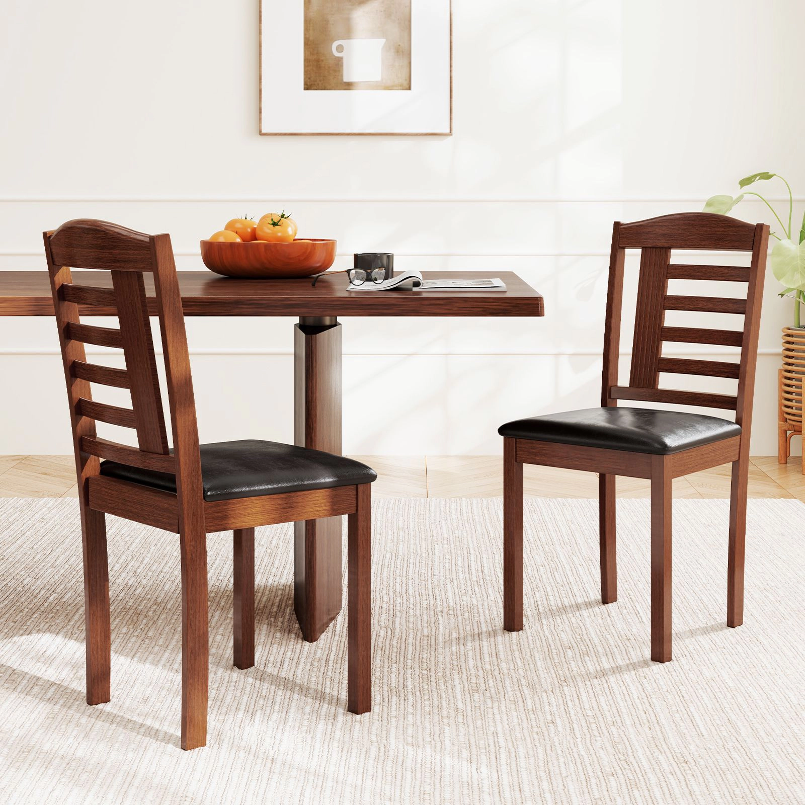 SlickBlue Mid Century Dining Chairs, Padded Seat, Rubber Wood Frame
