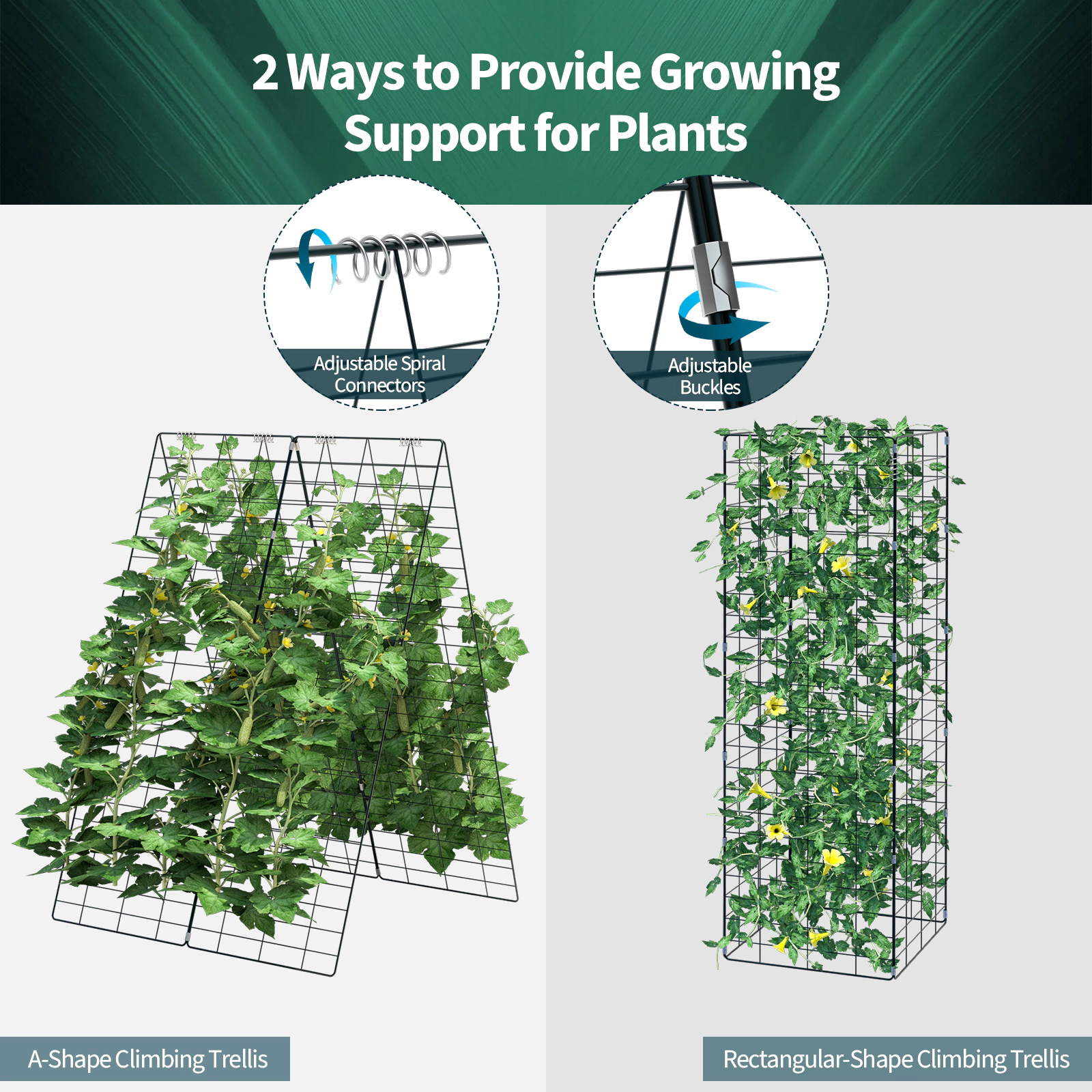 LJG 2 Pieces Foldable a-Frame Trellis Plant Supports with Twist Ties