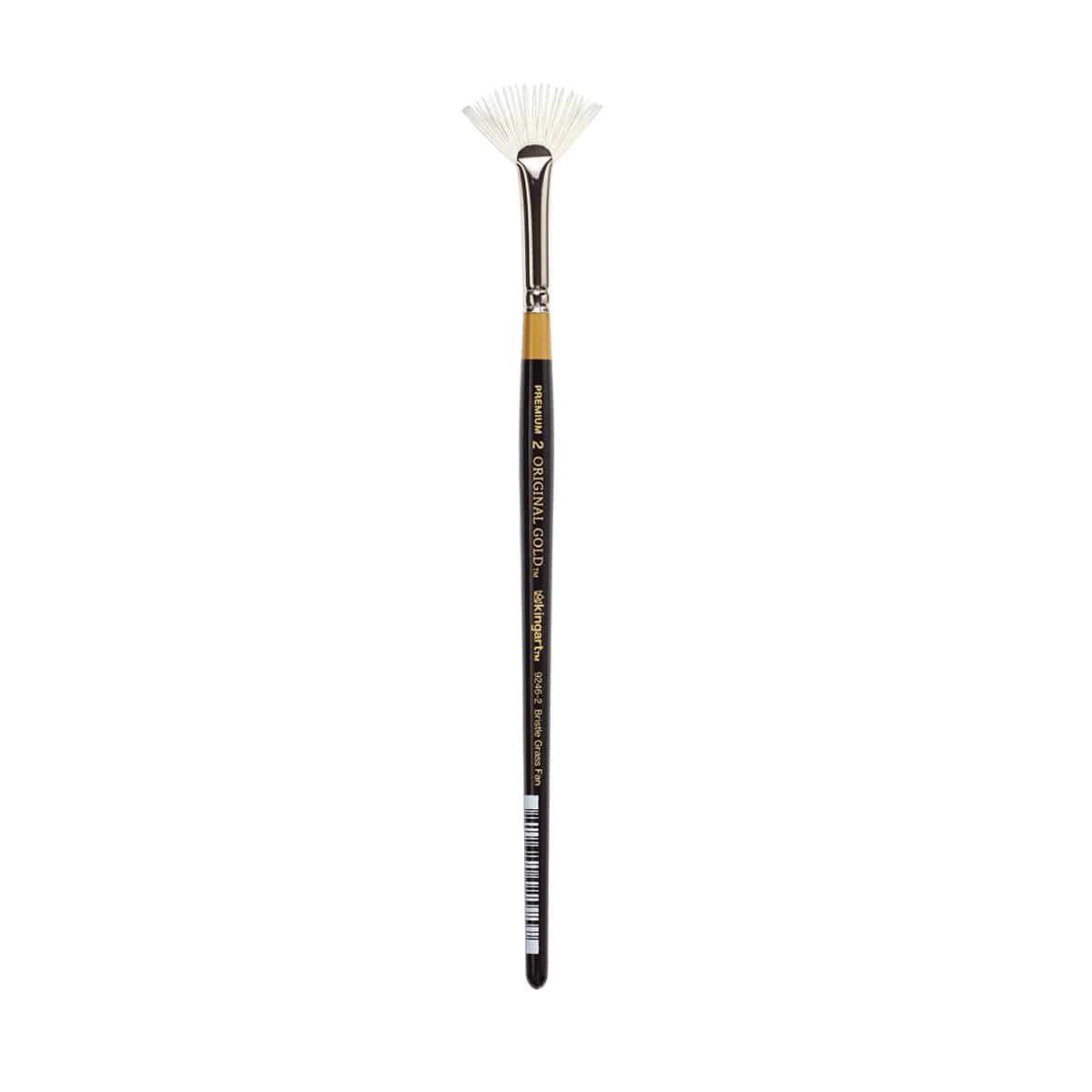 KINGART Original Gold 9246 Rake Fan Brush - Synthetic Bristle, Size 2