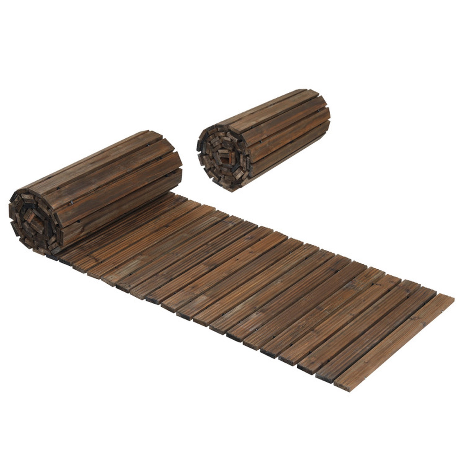 SUGIFT Set of 2 Roll Out Cedar Wooden Garden Pathway Straight Walkway 12-ft Yard Art 19.5-lb Net Weight Brown/Natural