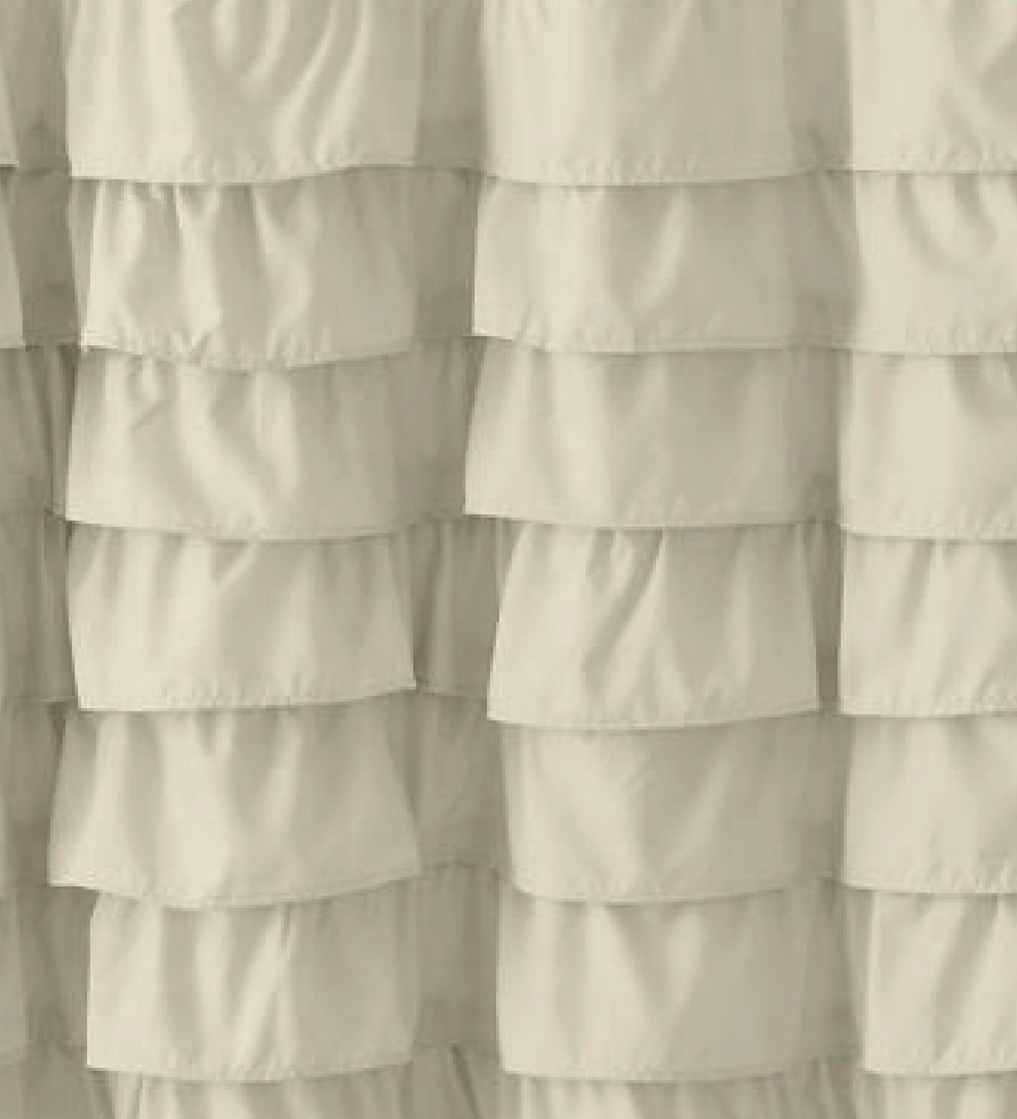 Kate Aurora Boho Chic Matelassé Ruffled Taupe Fabric Shower Curtain