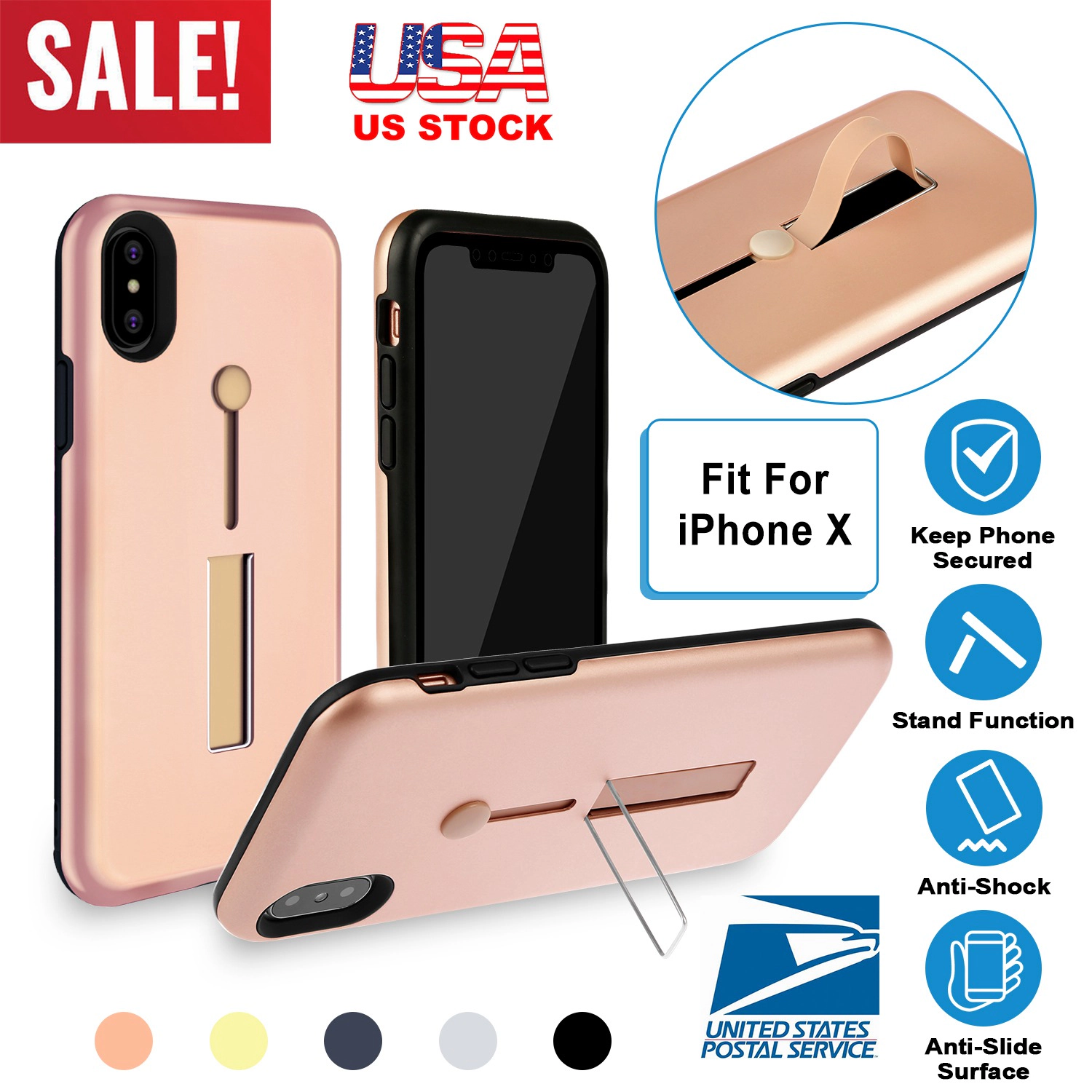 GBruno Dual-Layer IPhone X Case With Finger Strap
