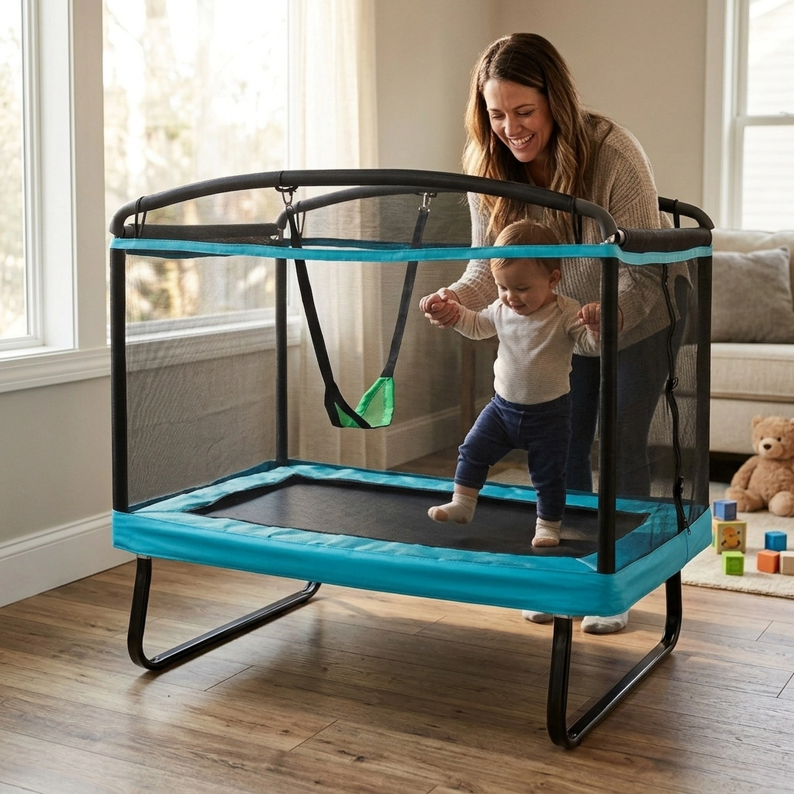 SUGIFT Swing and Safety Enclosure Net for Ages 3 Up 6 FT Kids Trampoline