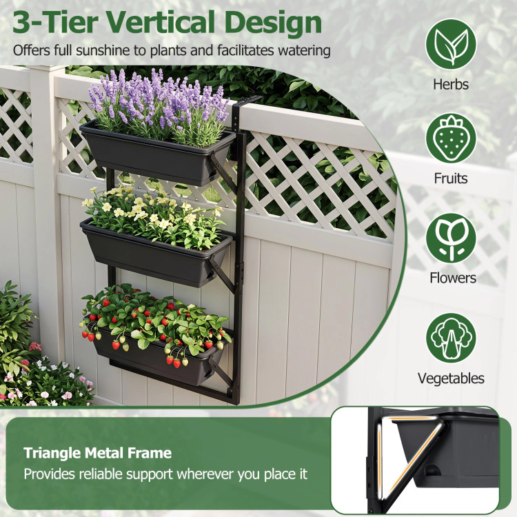 Hivvago Wall-Mounted Vertical Planter With Adjustable And Detachable Hooks