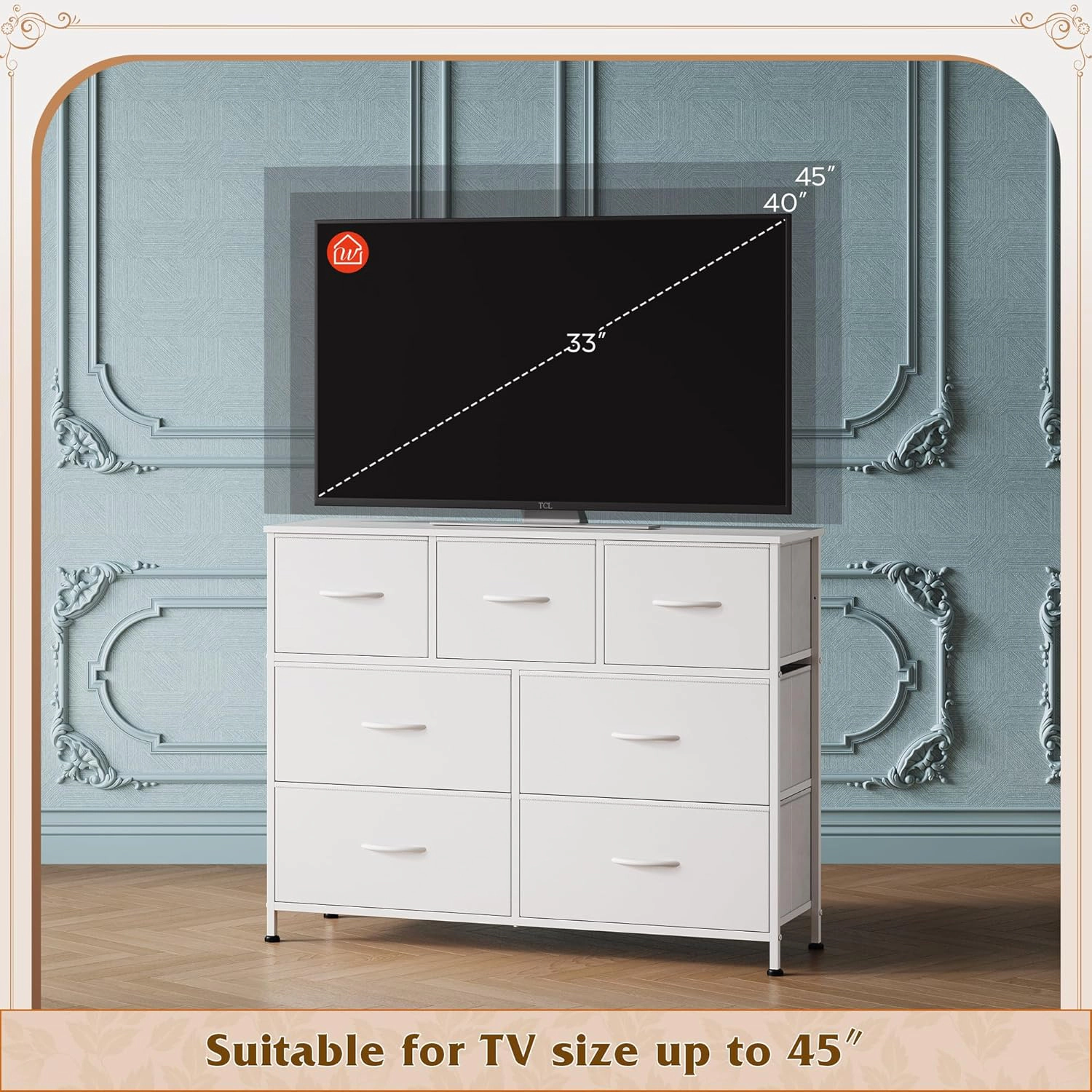 WLIVE Living Room Fabric Drawer TV Stand