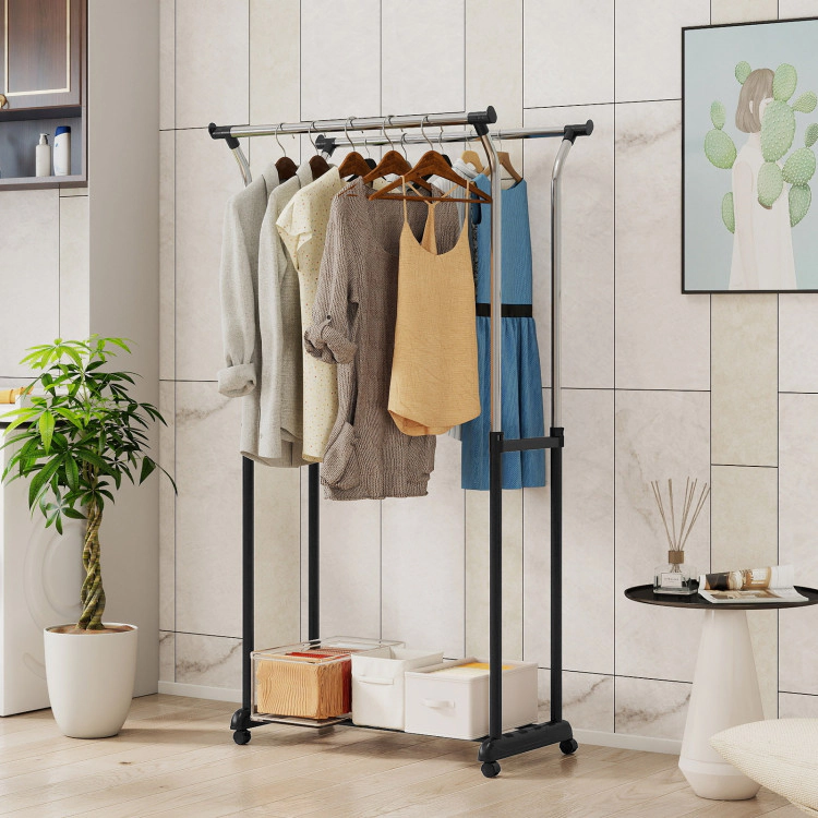 Hivvago Adjustable Height Clothing Rack with Dual Hanging Rods
