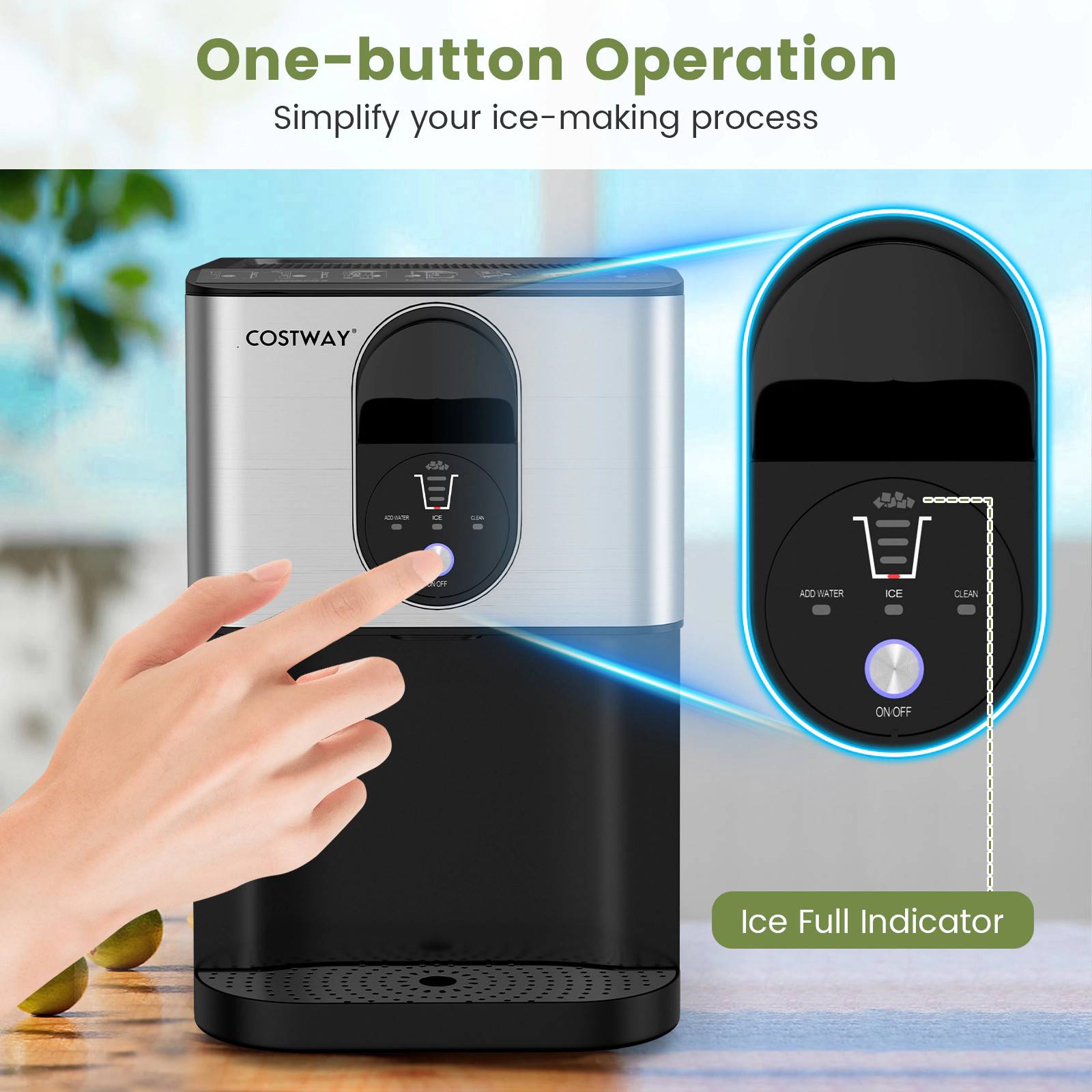 LJG Self Dispensing Nugget Ice Maker Countertop with Soft Chewable Pellet Ice Cubes