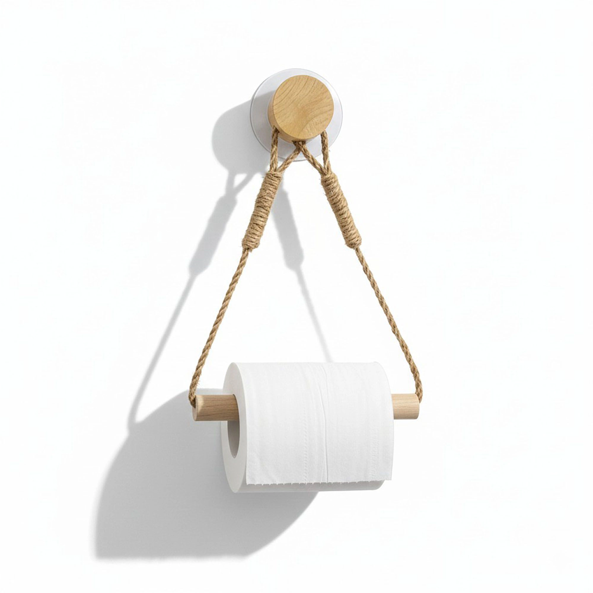 Alilang Unisex 3-piece Wall Mounted Rope Toilet Paper Holder with Wooden Rod
