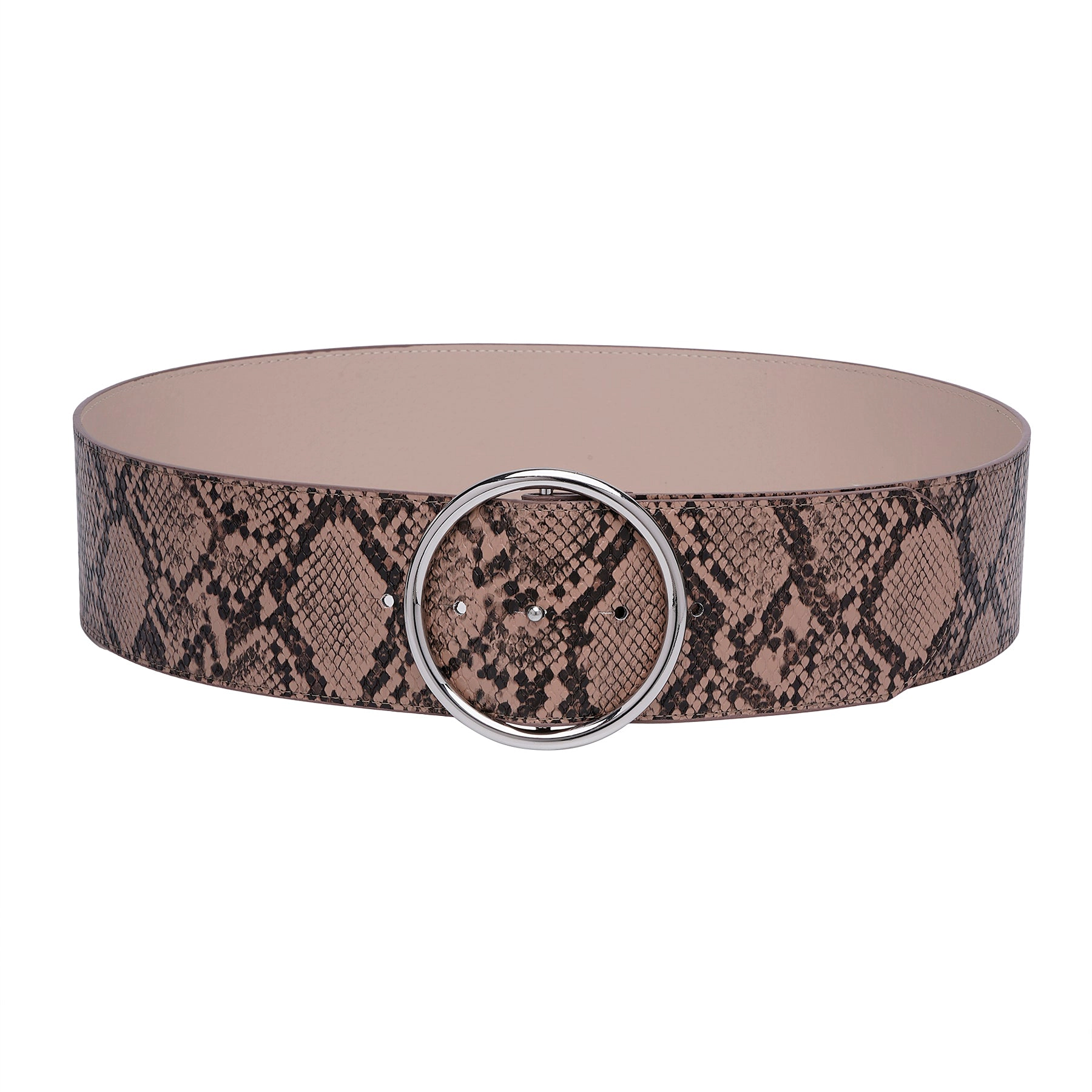 AGP PARIS Brown Snake Print Dual Buckle Women's Belt