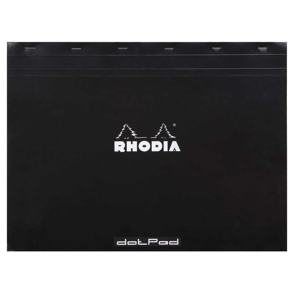 Rhodia Staplebound Notepad - Dot Grid 80 Sheets - 16.5 x 12.5 cm - Black cover