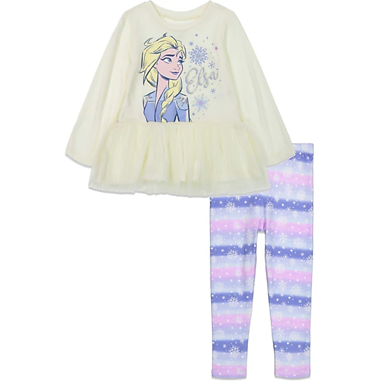 Disney Frozen Girls' Tulle Peplum Top and Leggings Set