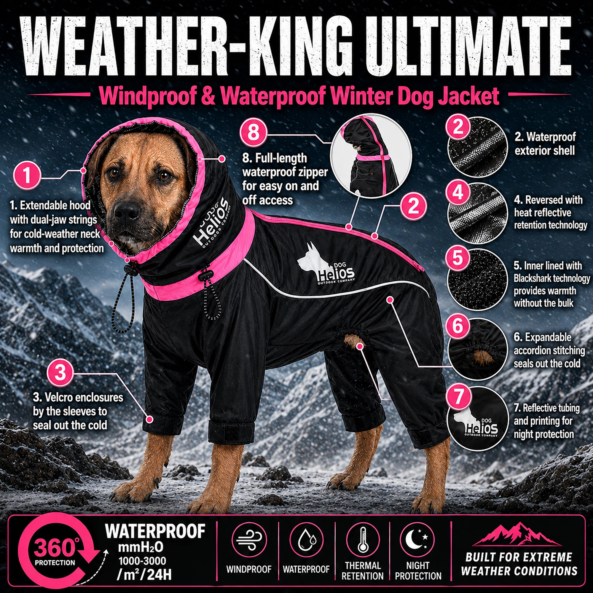 Dog Helios ® Weather-King Ultimate Windproof Full Bodied Pet Jacket