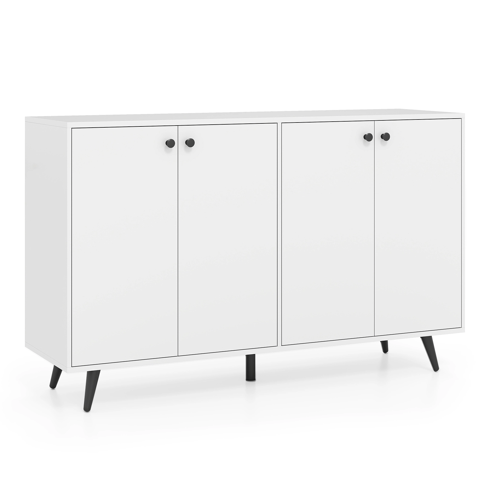 SUGIFT 50-in 90-lb Tabletop White Mid-Century Modern Buffet Sideboard with 4 Doors and 5-Position Shelves