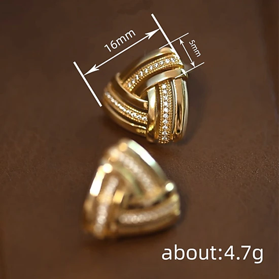 Wardrobe Whimsy Womens Interwoven Triangle Pave Cubic Zirconia Clip‑On Stud Earrings