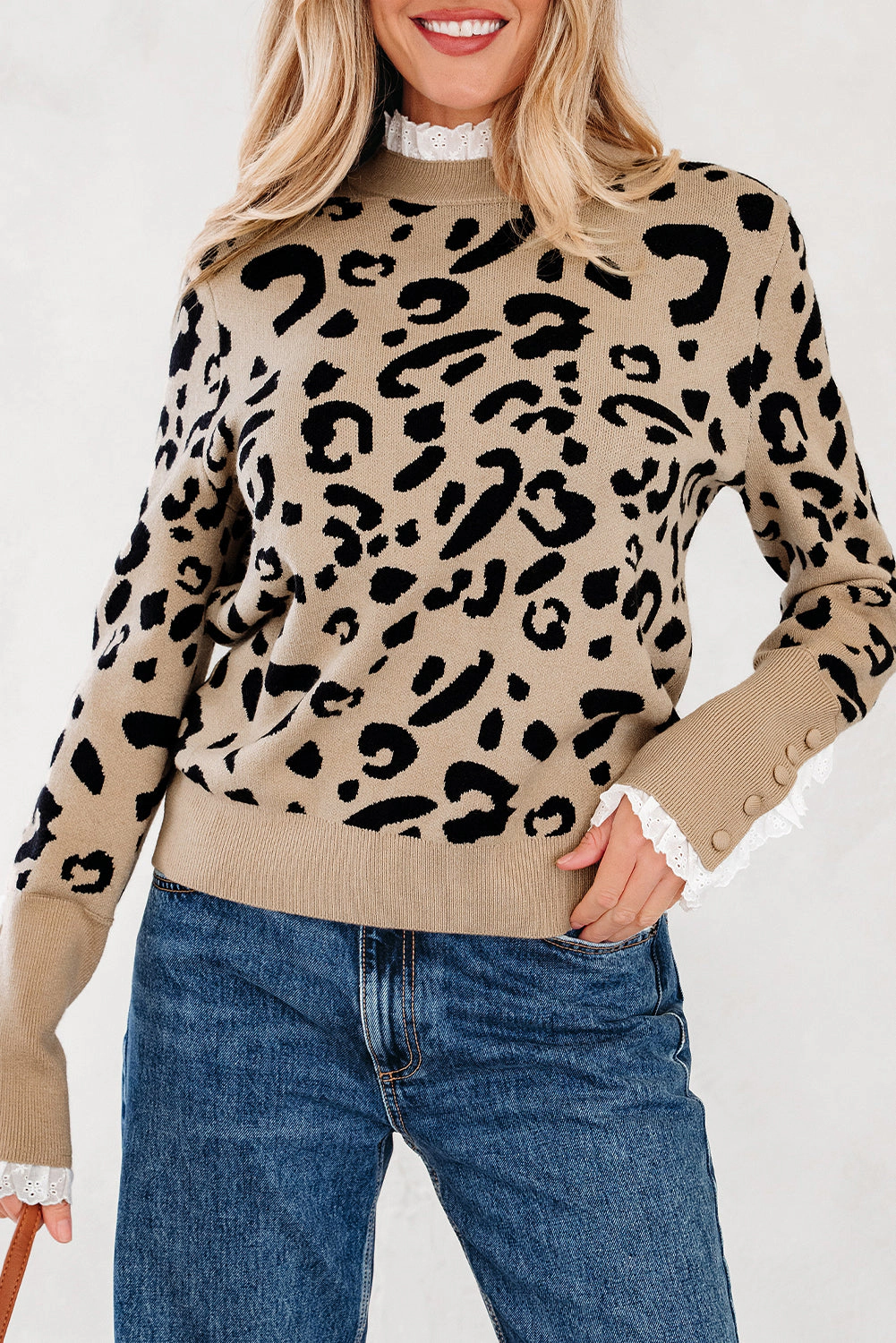 Threaded Pear Women's Amelia Ribbed Detail Cuffed Sweater