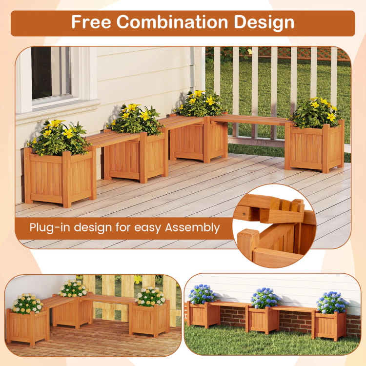 Hivvago 3-in-1 Outdoor Planter Box with Bench 2-Person Outdoor Bench with 2 Side Garden Beds