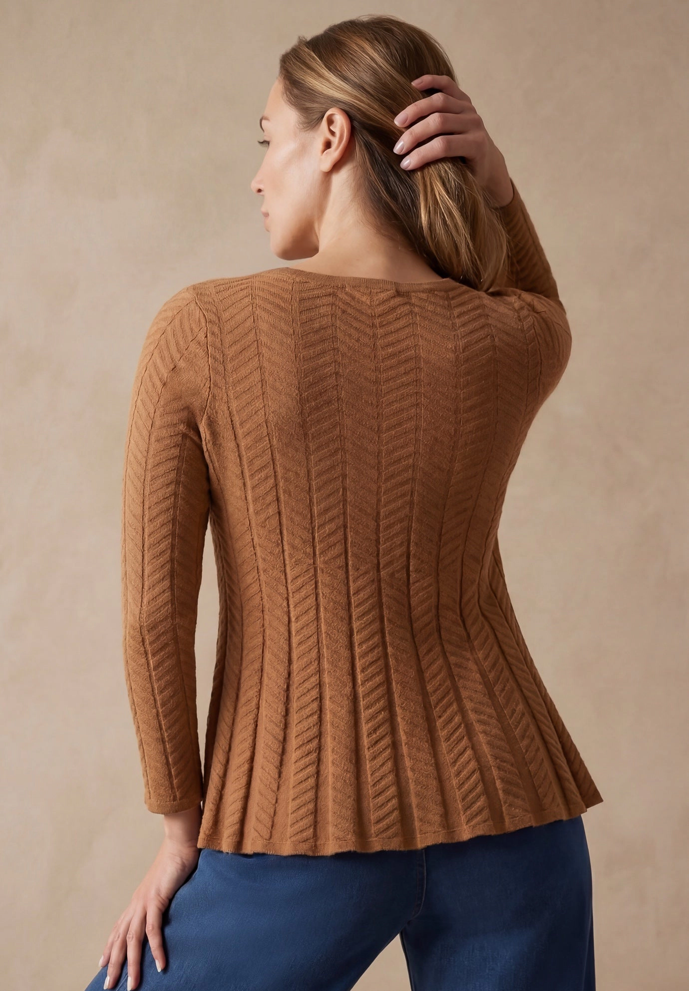 Jessica London Women's Plus Chevron Fit & Flare Sweater