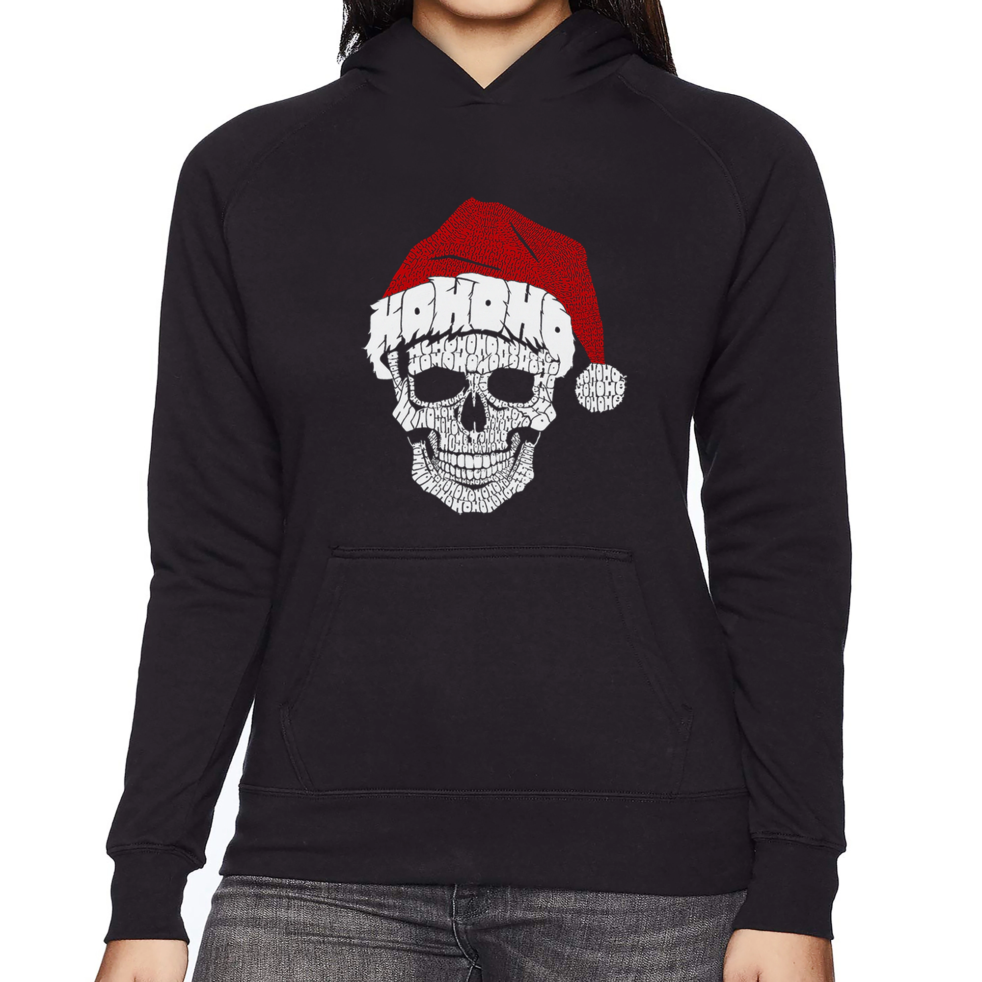 LA Pop Art Santa Skull - Women's Word Hooded Sweatshirt