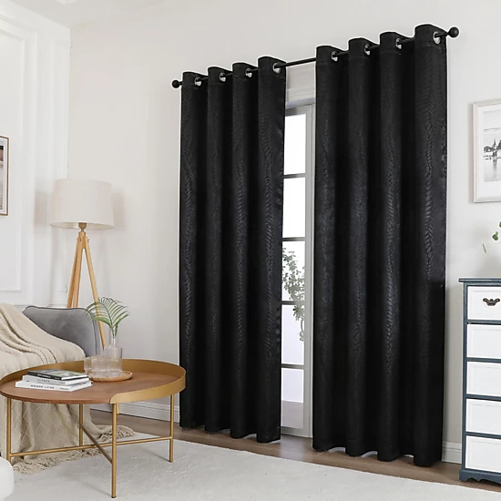 Kate Aurora 1 Piece Priscilla Light Filtering Grommet Top Embossed Leaves Jacquard Window Curtain Panel