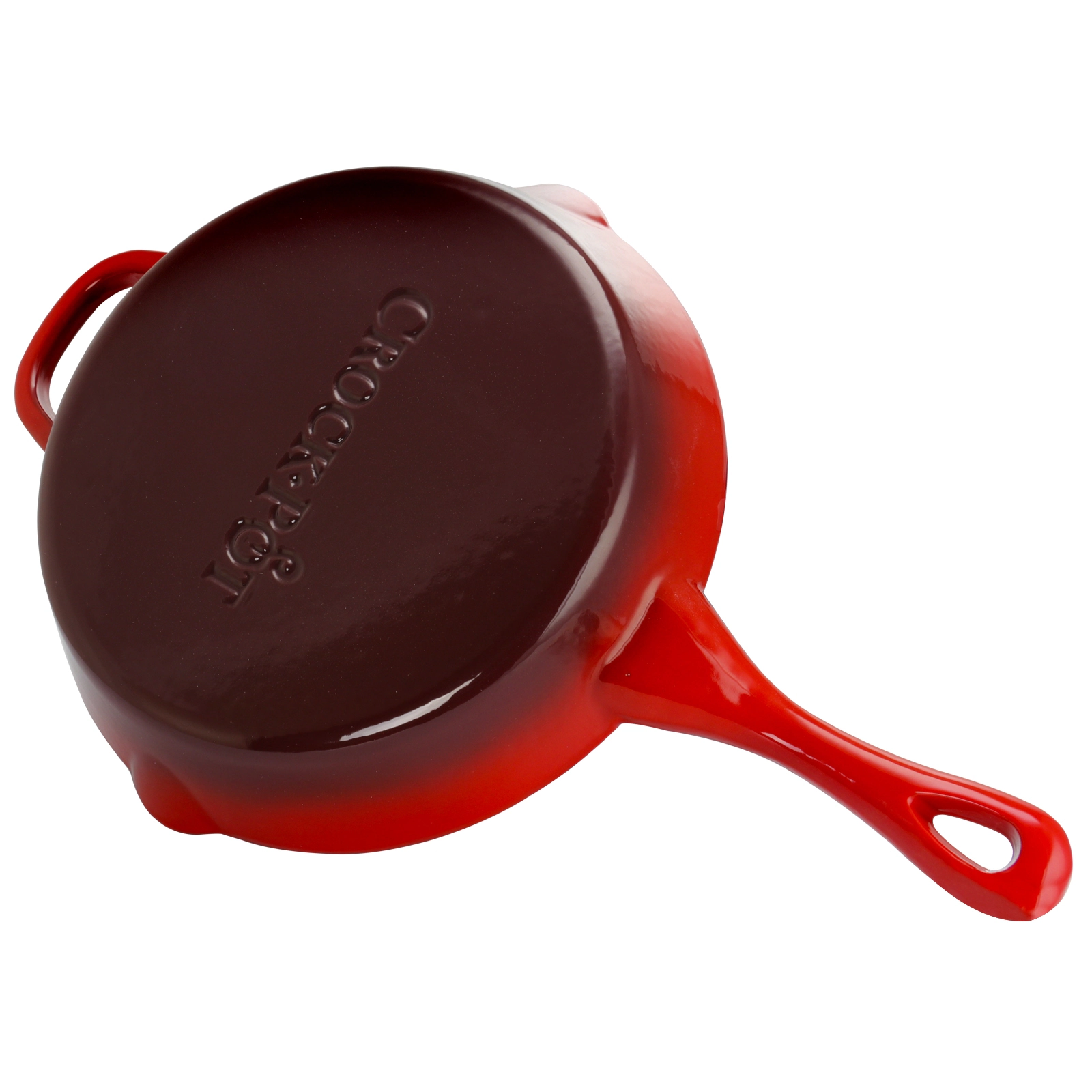 Crock Pot Artisan 10 in. Round Enameled Cast Iron Skillet Teal Ombre