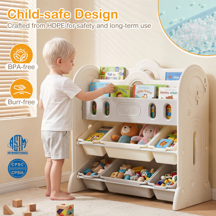 Hivvago Kids Bookshelf and Toy Storage Organizer with 2 Front-Facing Racks