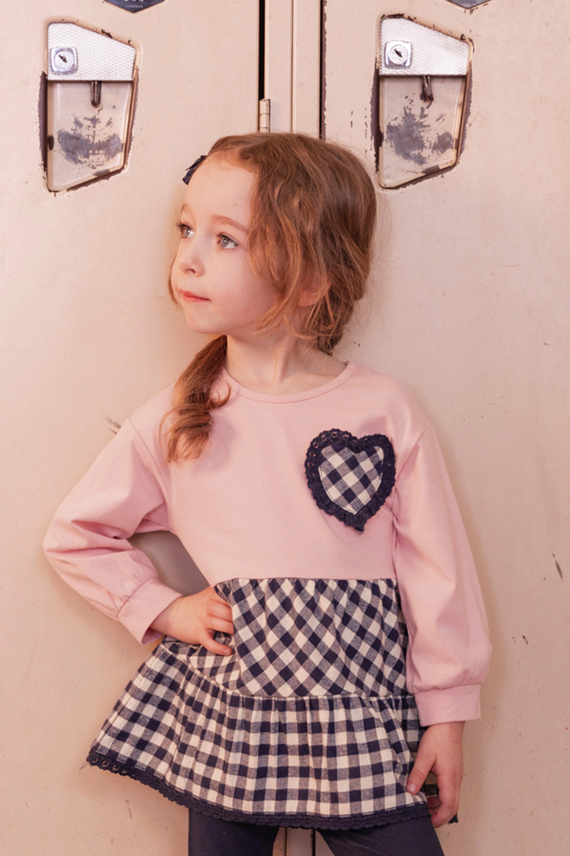 Deux par Girls Gingham Heart Tunic and Leggings Set