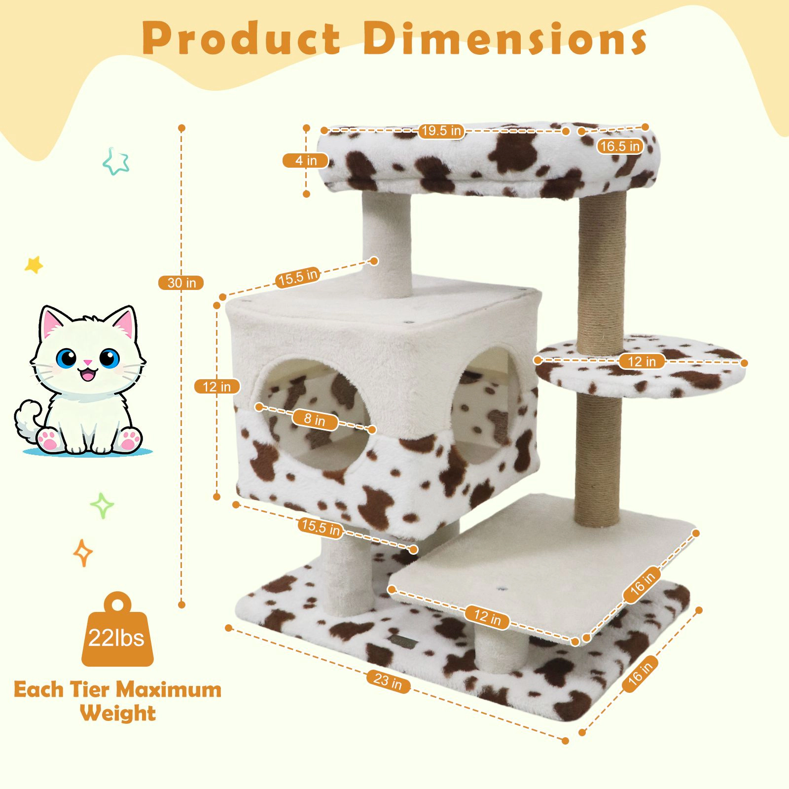 SlickBlue 30" Cat Tree Tower with Condo & Scratching Posts