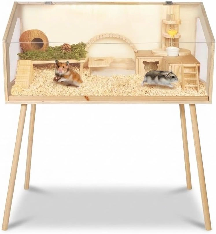 Small Poplar Plywood Hamster Cage, Vertical Large-Space Small Animal Hutch 81.28x40.64x101.60cm