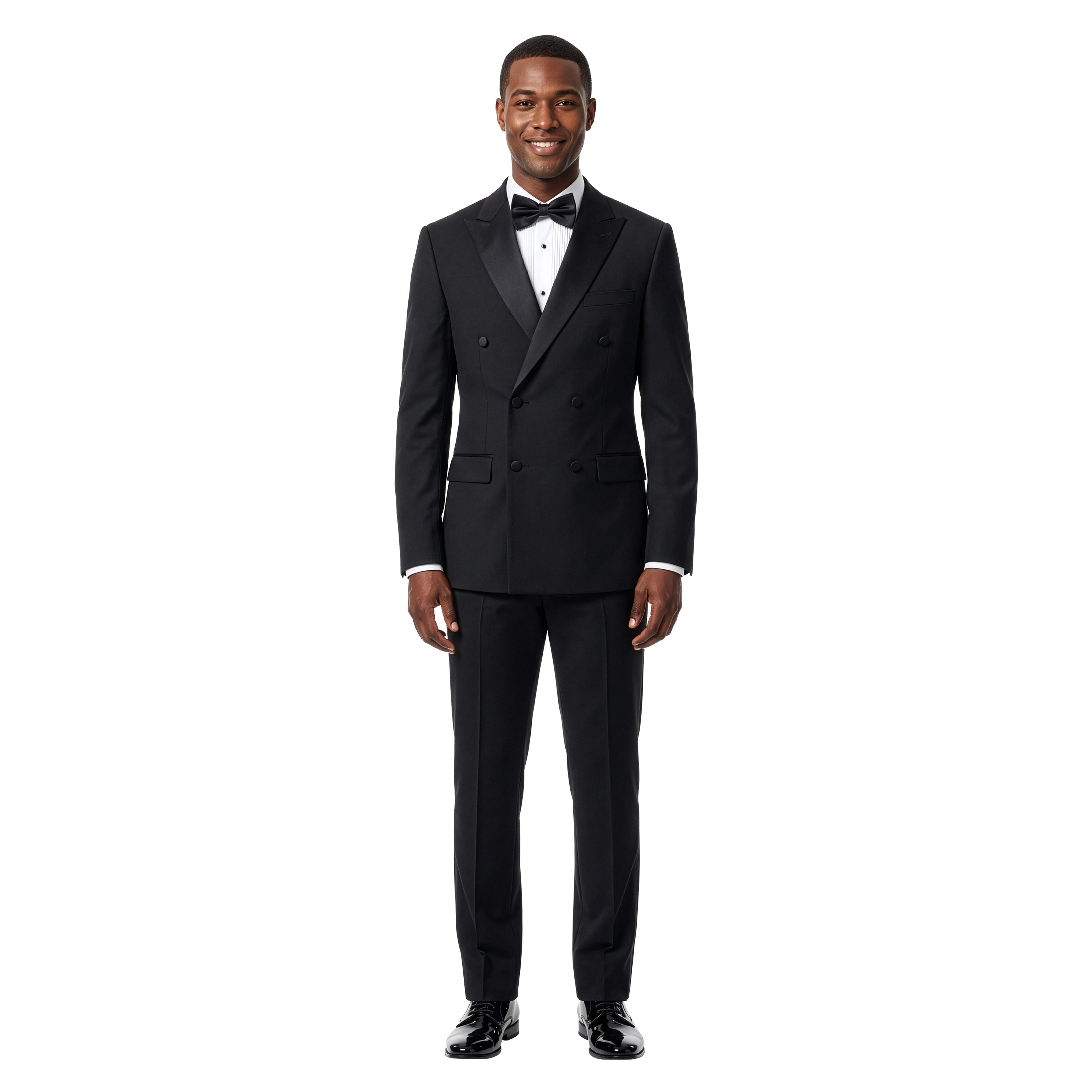 Bryan Michaels Mens Double Breasted Satin Peak Lapel 2 Piece Tuxedo Set