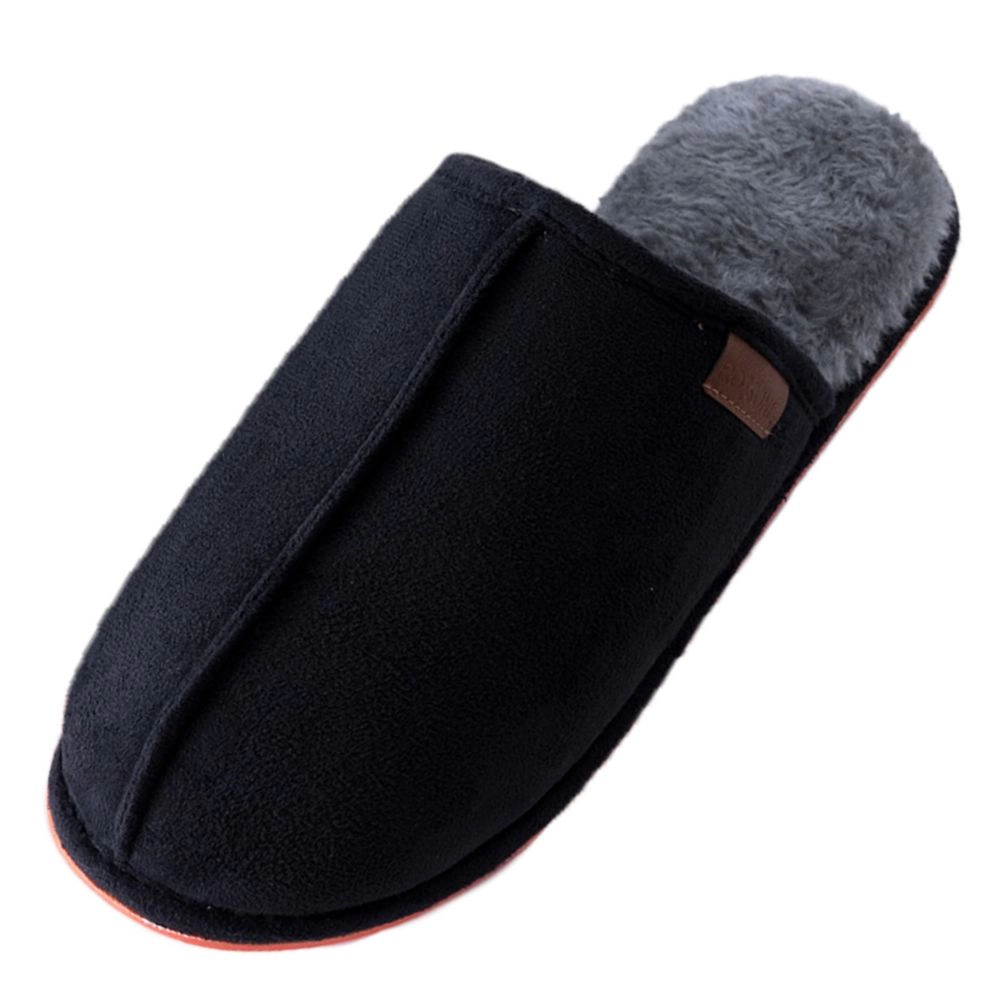 Roxoni Men's Faux Fur Lined House Slippers Warm Indoor Comfort Slip-On
