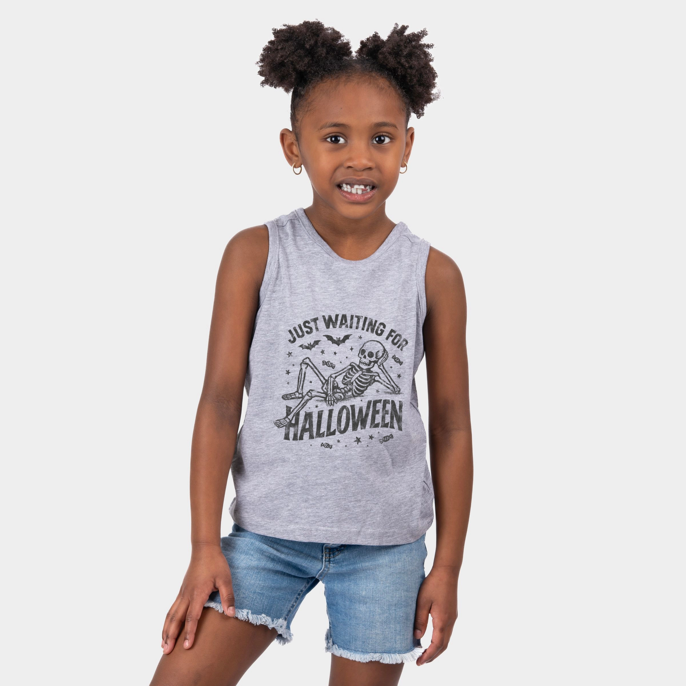 The Juniper Shop - Youth Tank Top Just Waiting For Halloween Skeleton