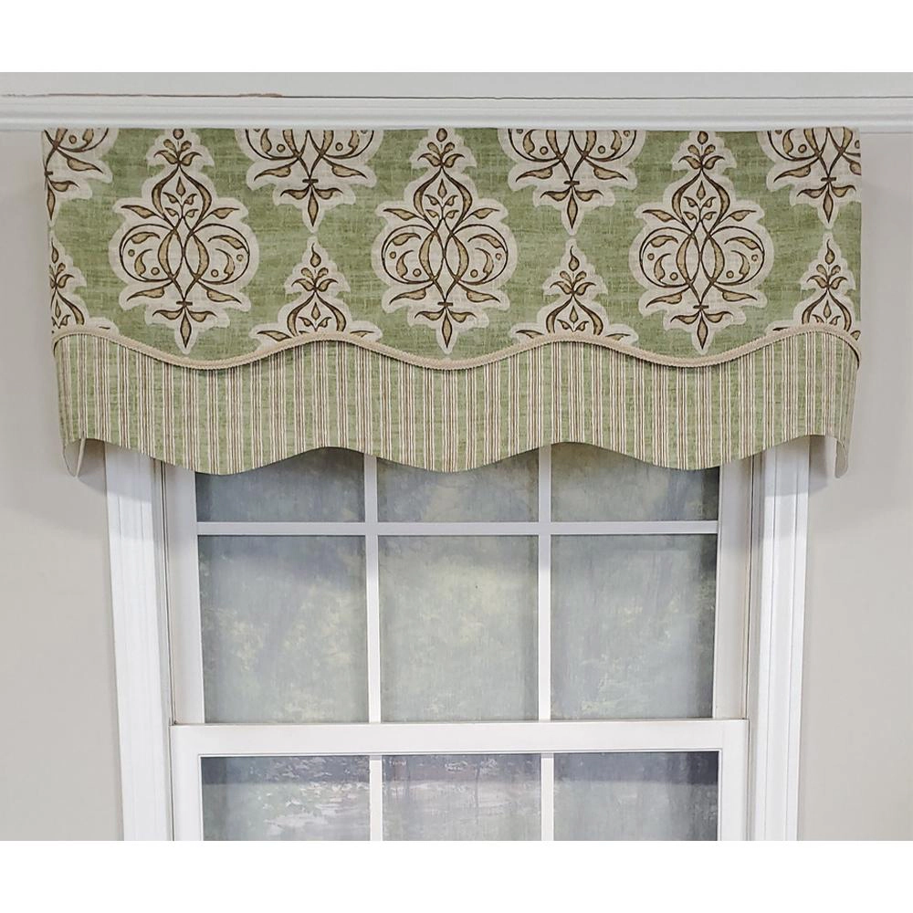 RLF Home Luxurious Modern Design Classic Jenna Glory Style Window Valance 50" x 16" Pear