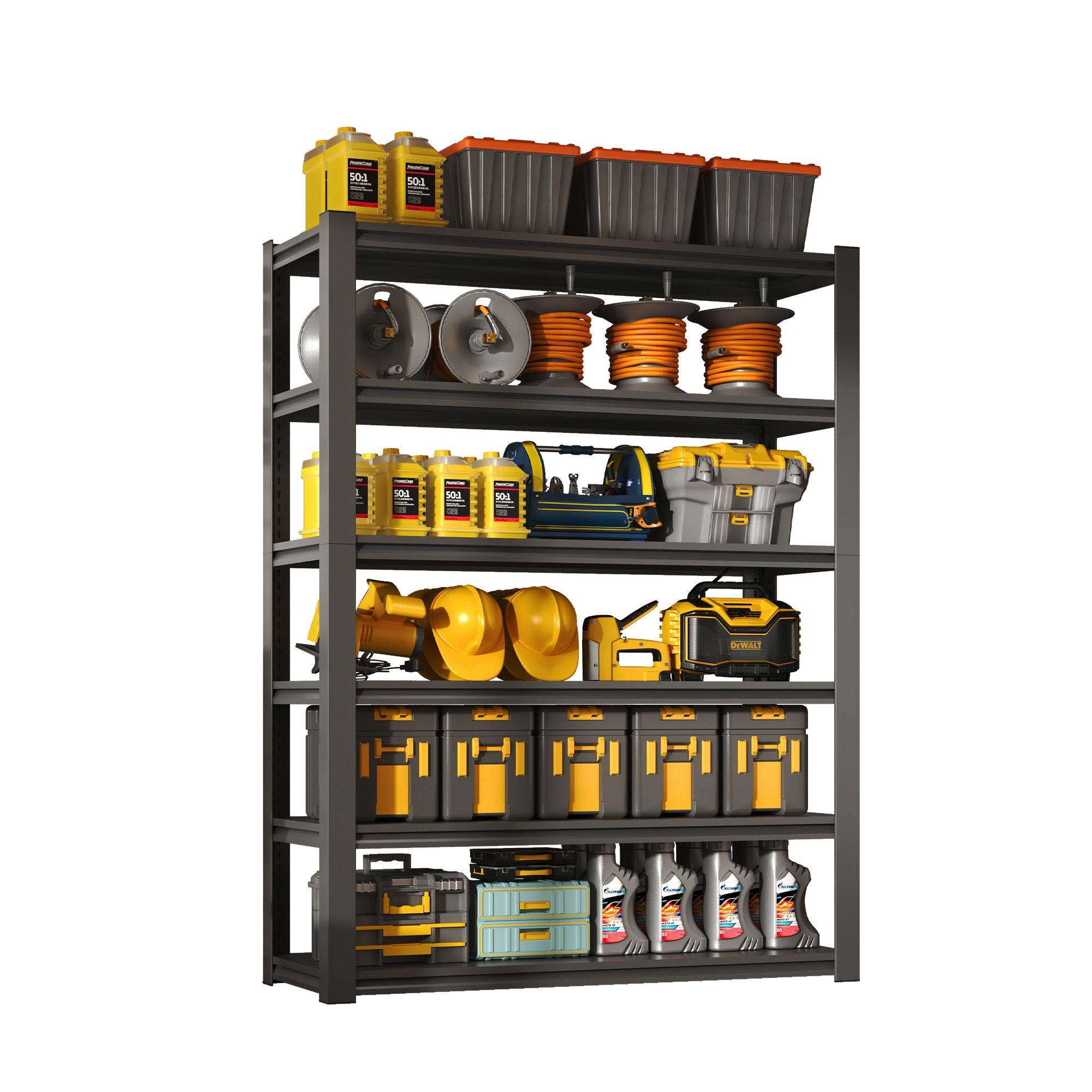 Flynama 48 in. W x 18 in. D x 82 in. H Black 2400LBS Heavy Duty Storage Shelves Adjustable Garage Shelves
